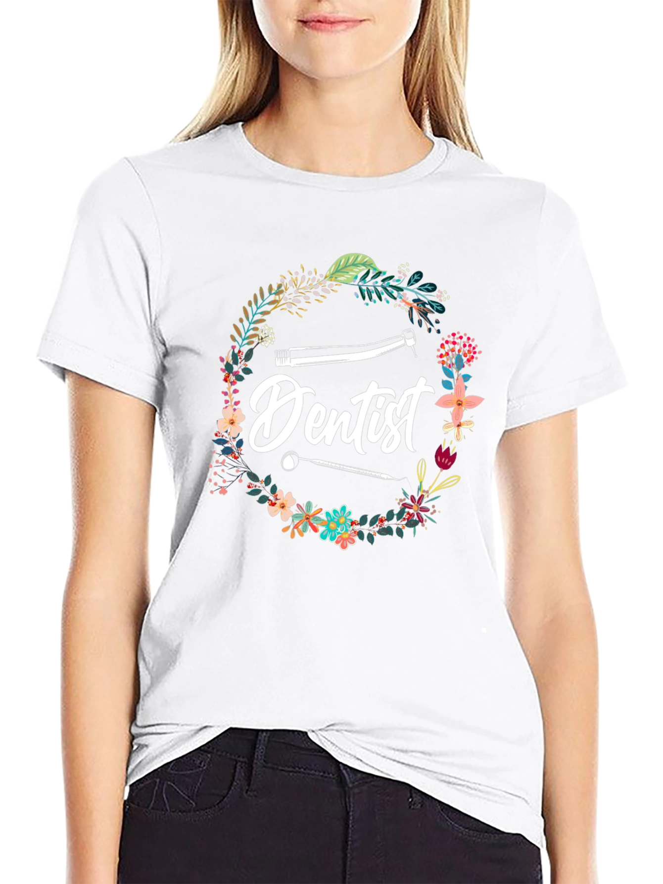 Dentist Floral Graphic T-Shirt