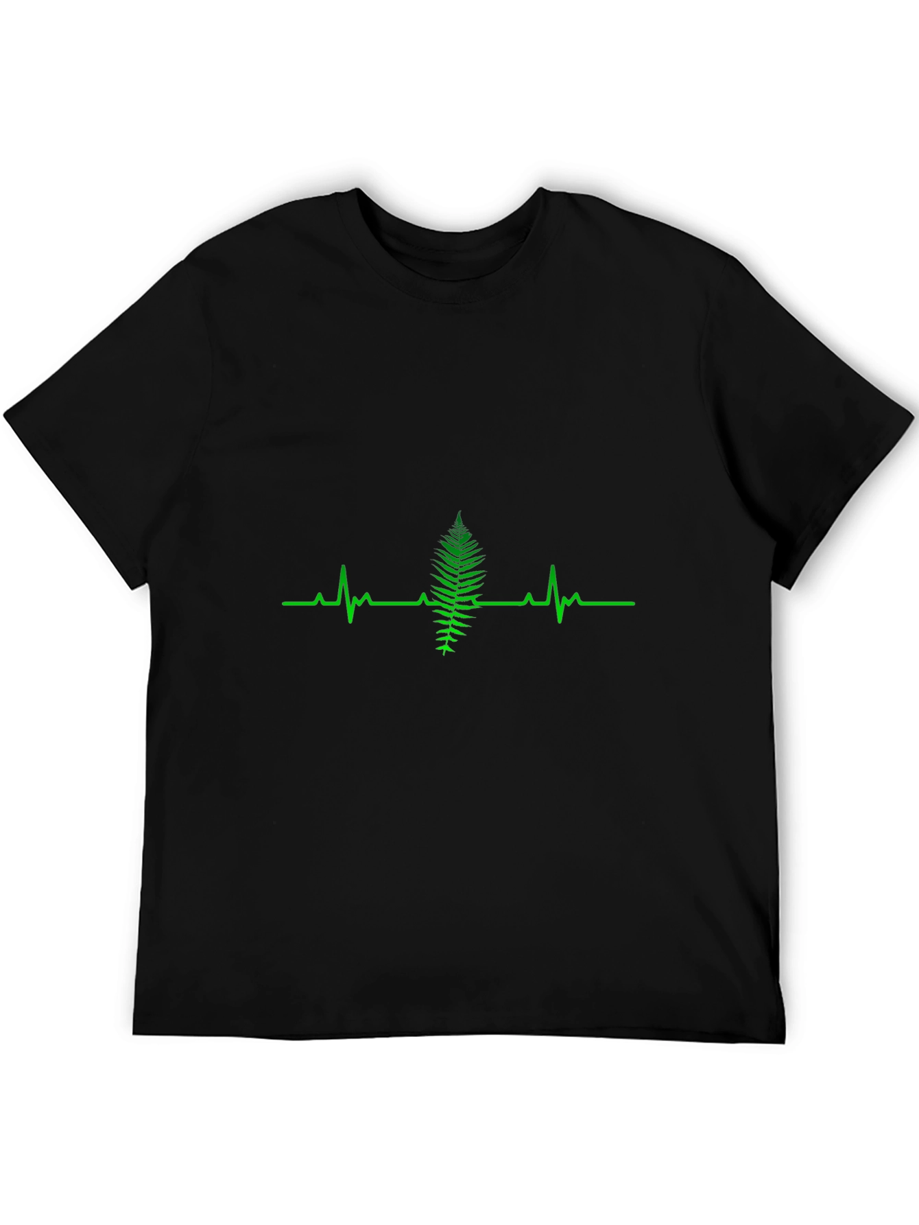 Fern Heartbeat Graphic Tee - Black Cotton T-Shirt