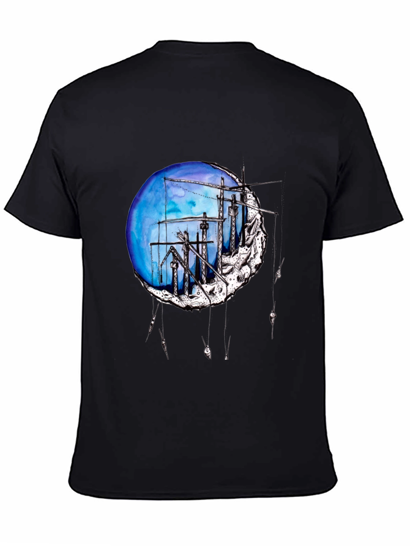 Artistic Construction Crew Moon Graphic Tee