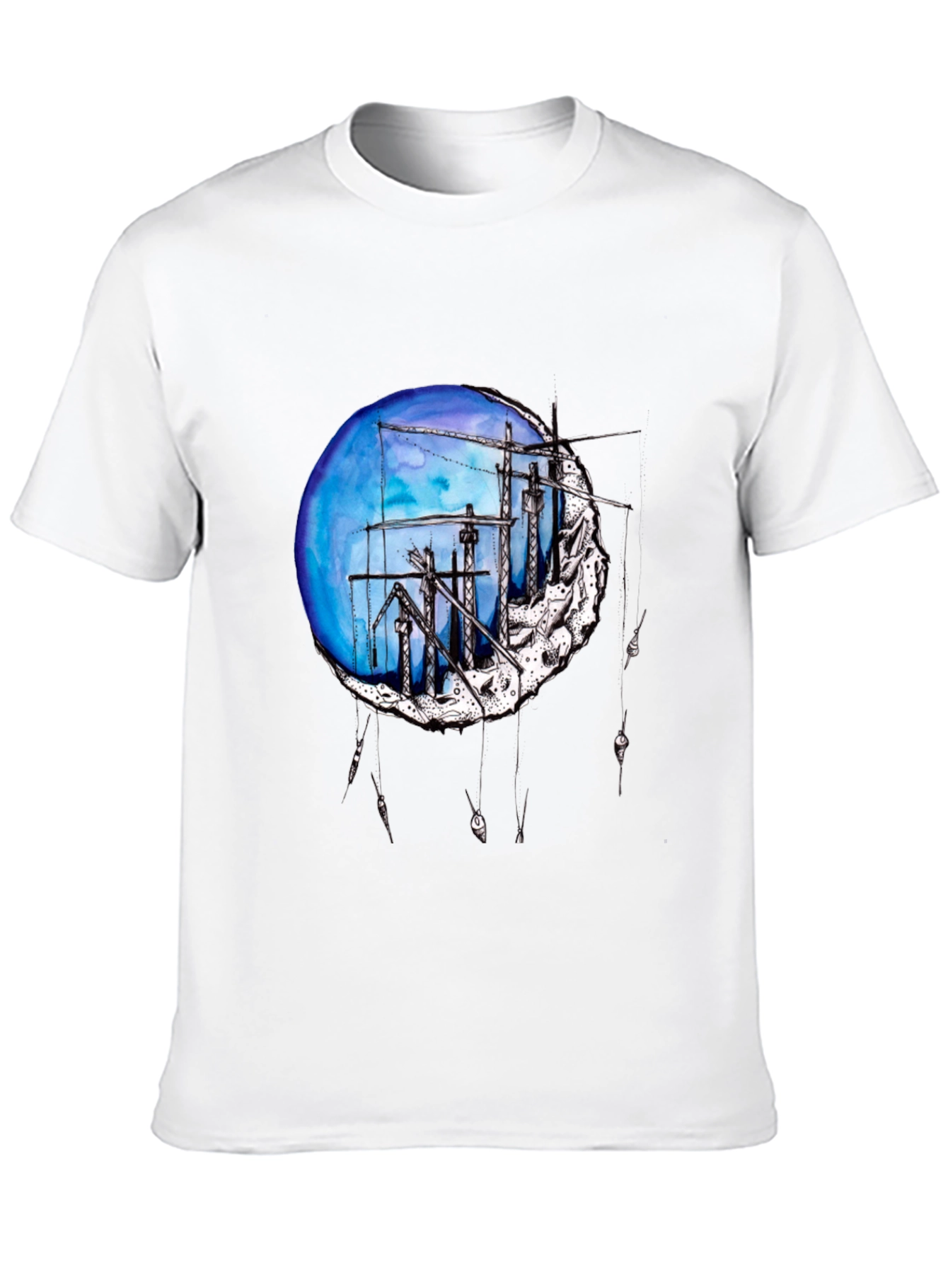 Artistic Construction Crew Moon Graphic Tee