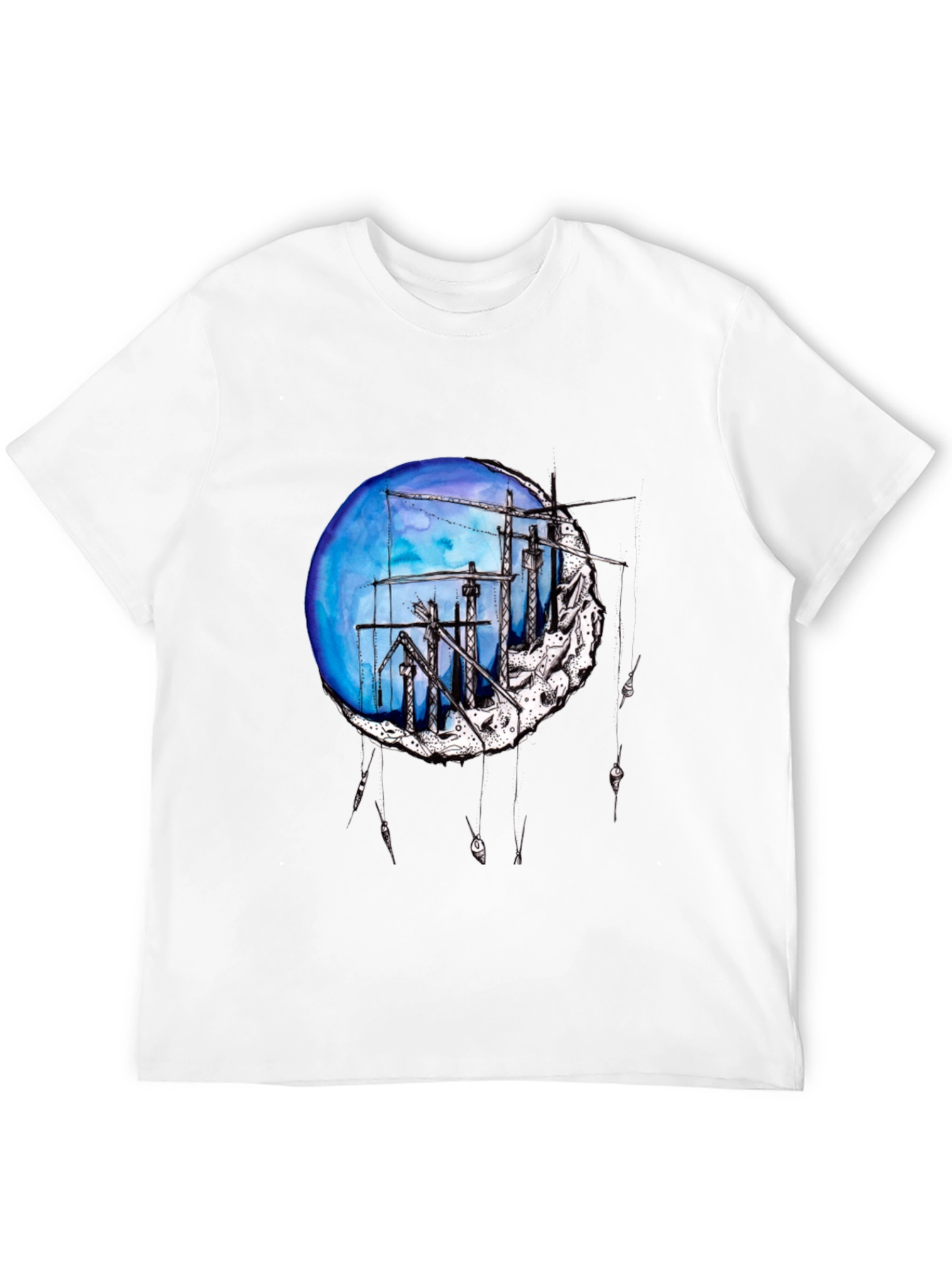 Artistic Construction Crew Moon Graphic Tee