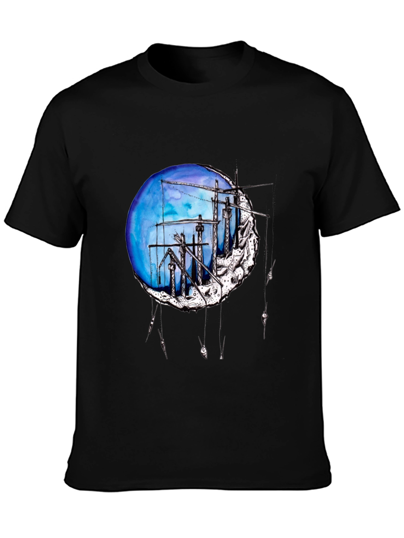 Artistic Construction Crew Moon Graphic Tee