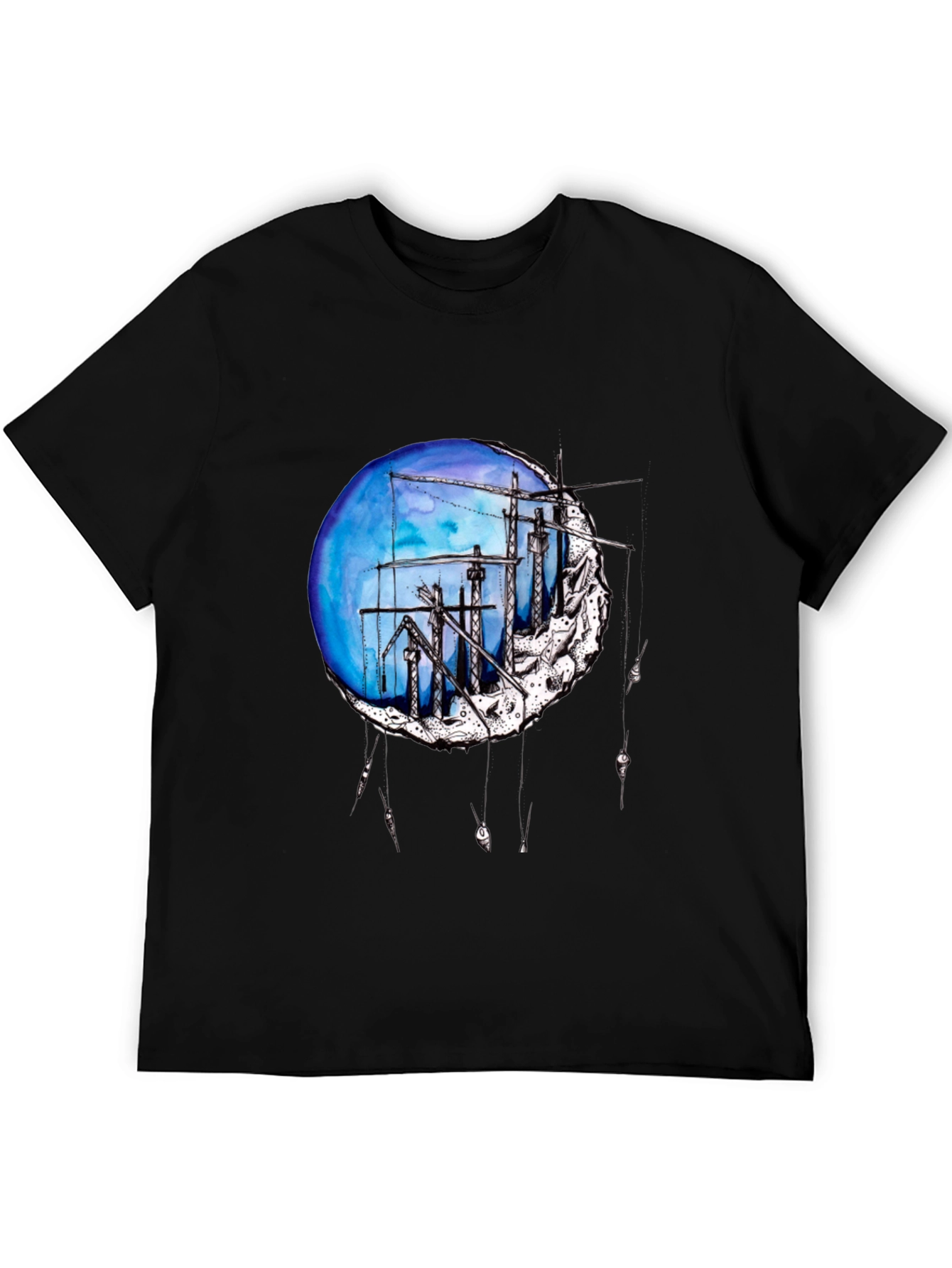 Artistic Construction Crew Moon Graphic Tee