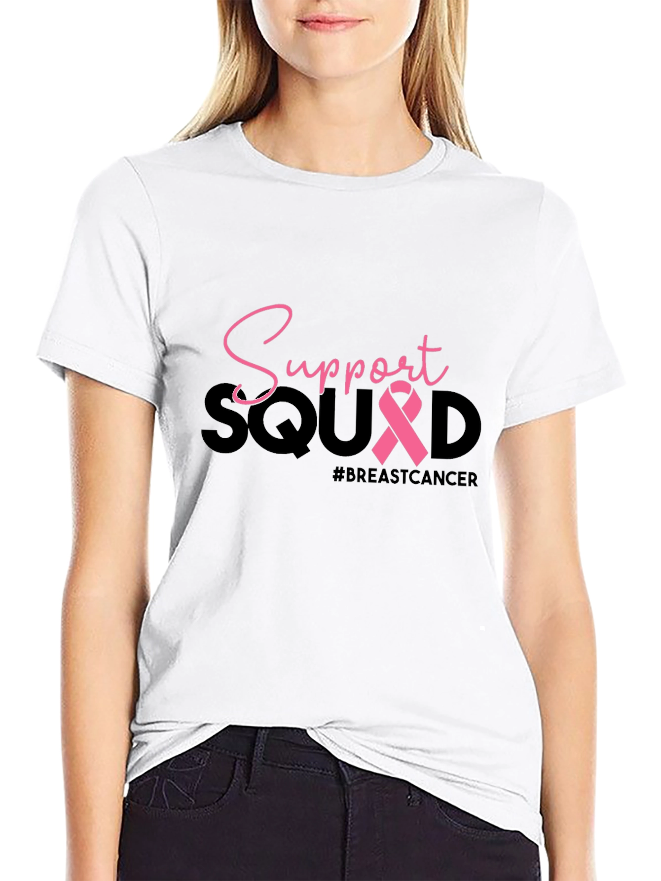 Breast Cancer Support Squad Black T-Shirt