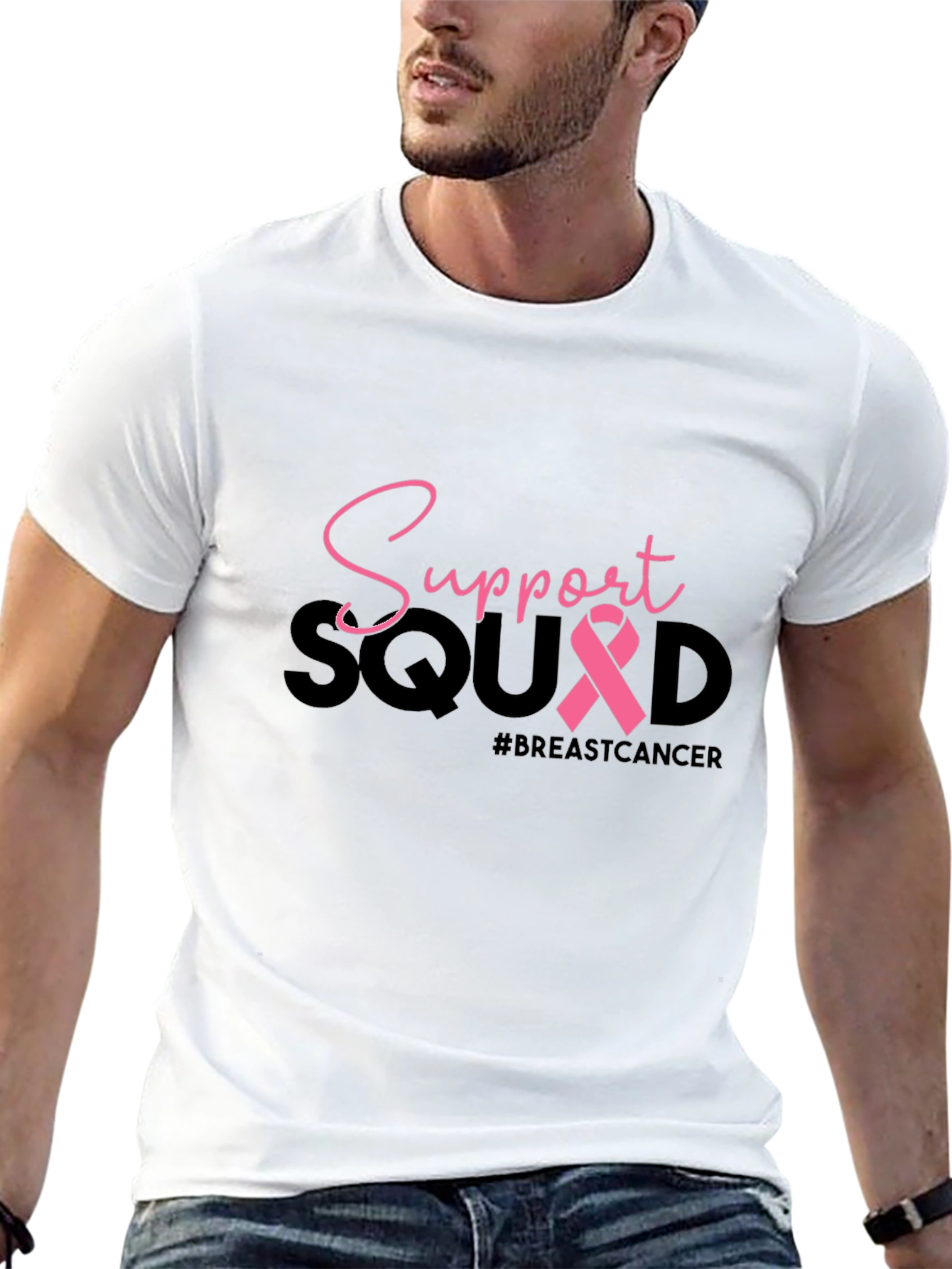 Breast Cancer Support Squad Black T-Shirt