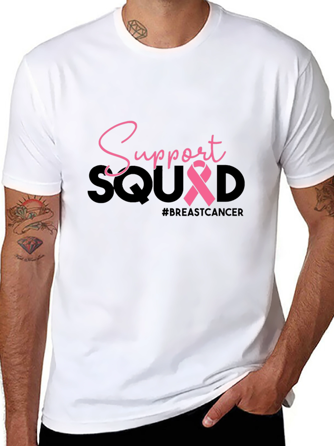 Breast Cancer Support Squad Black T-Shirt