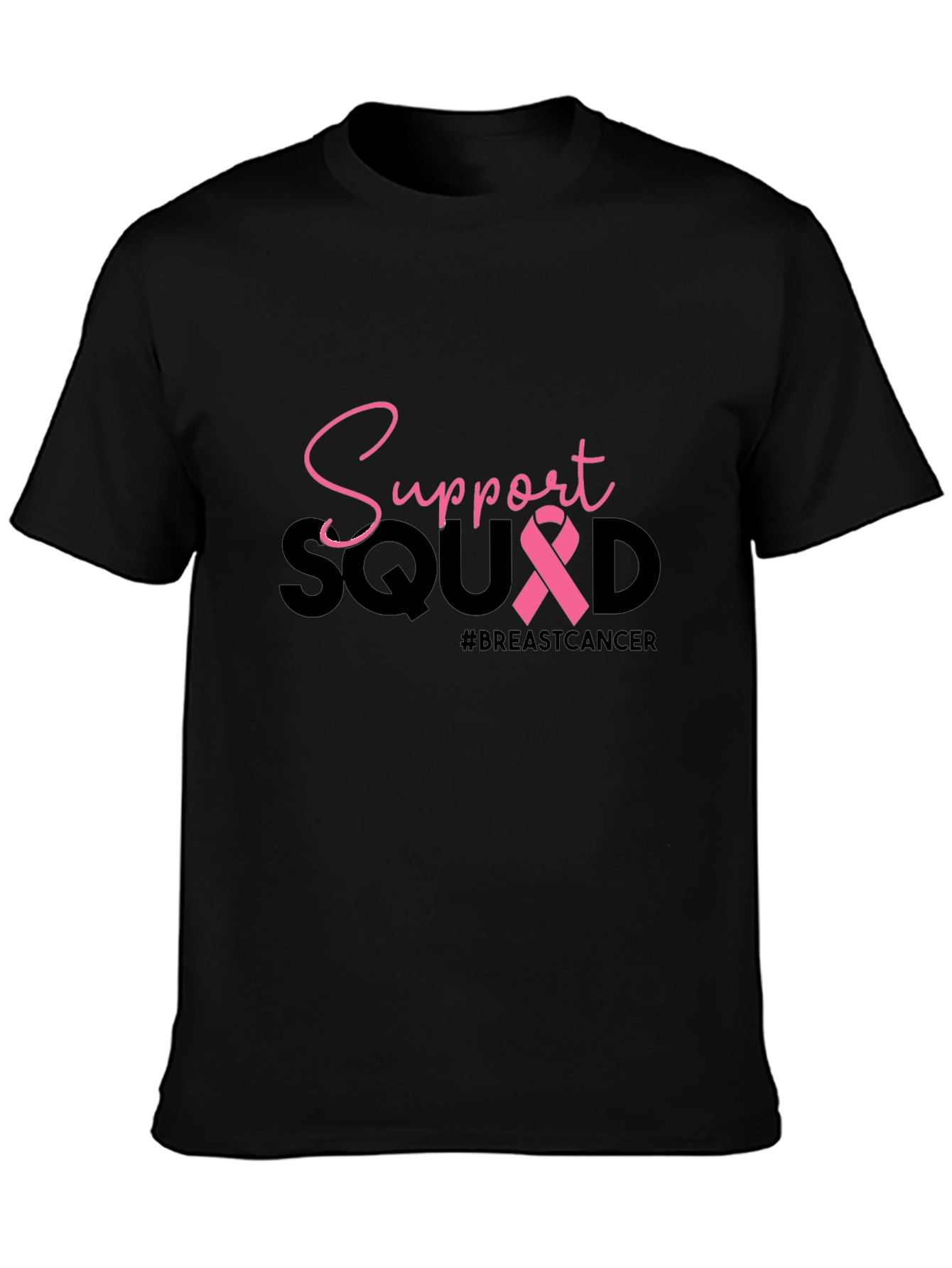 Breast Cancer Support Squad Black T-Shirt