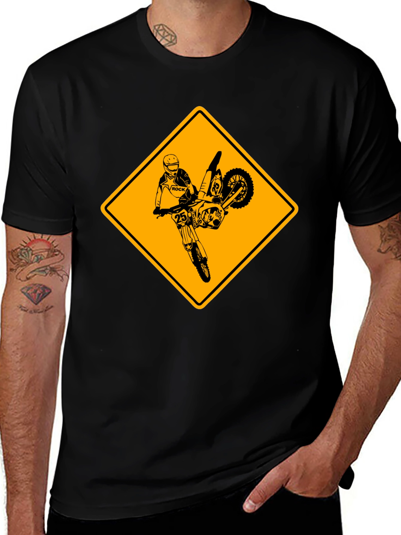 Motorcycle Stunt Warning Graphic T-Shirt