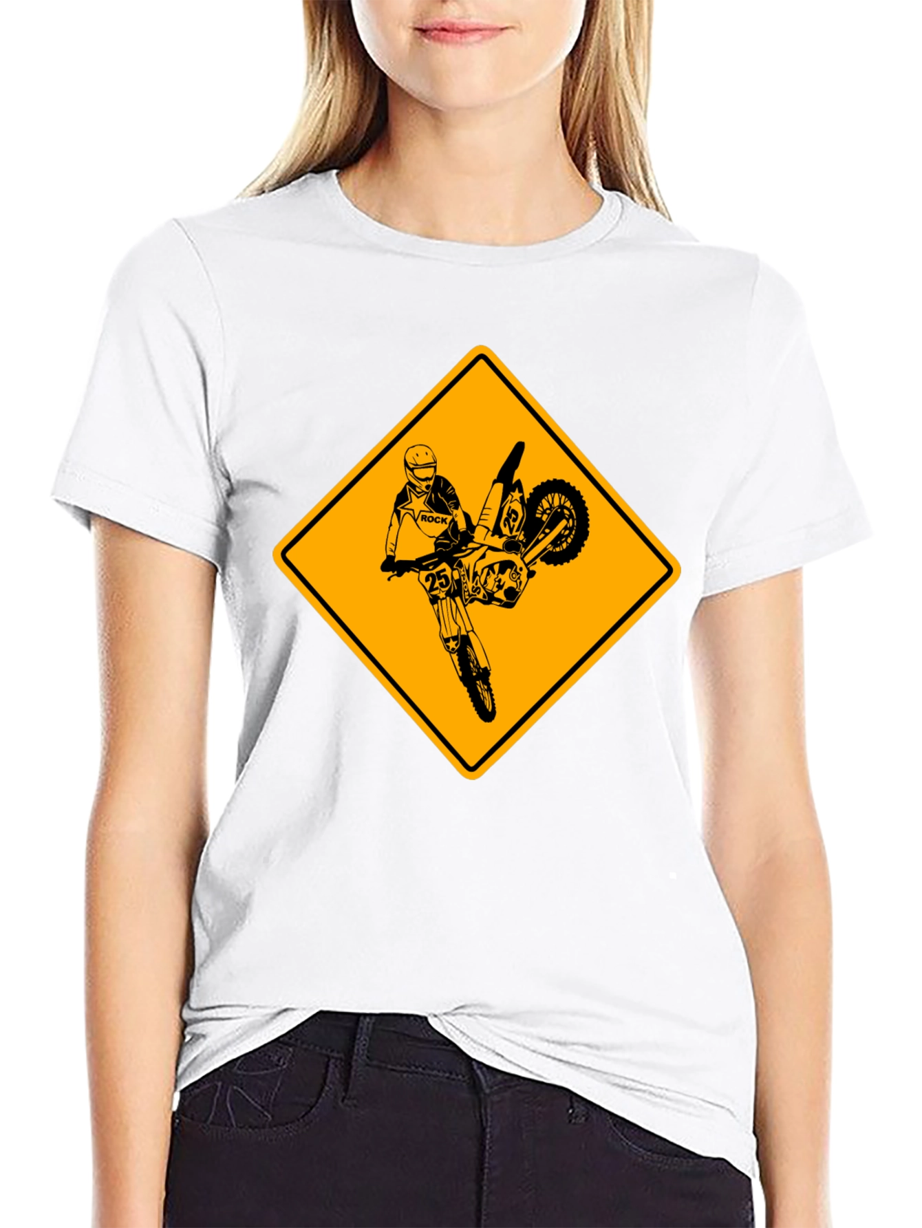 Motorcycle Stunt Warning Graphic T-Shirt