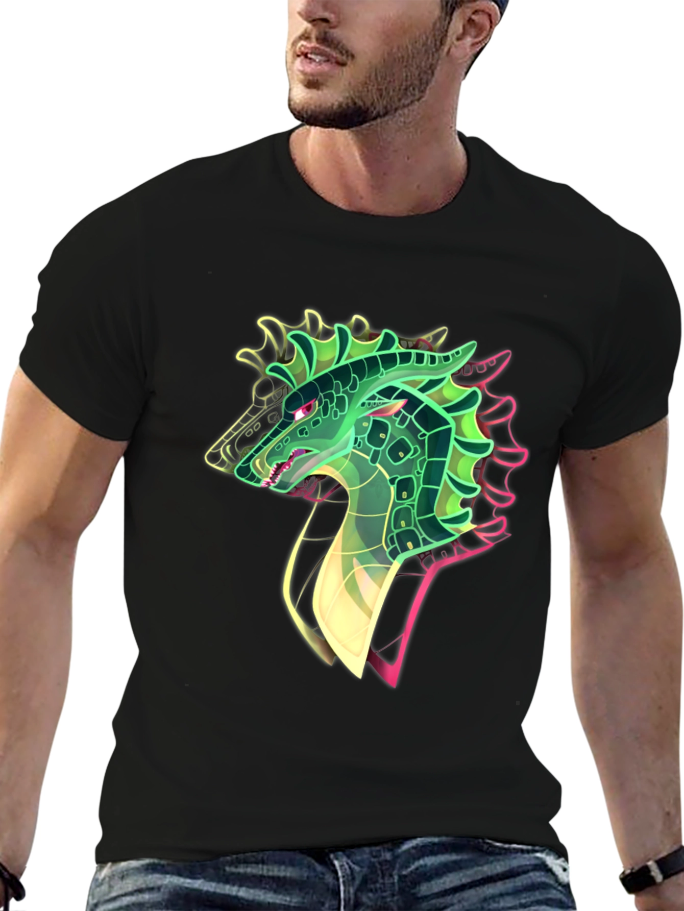Dragon Head Graphic Black T-Shirt