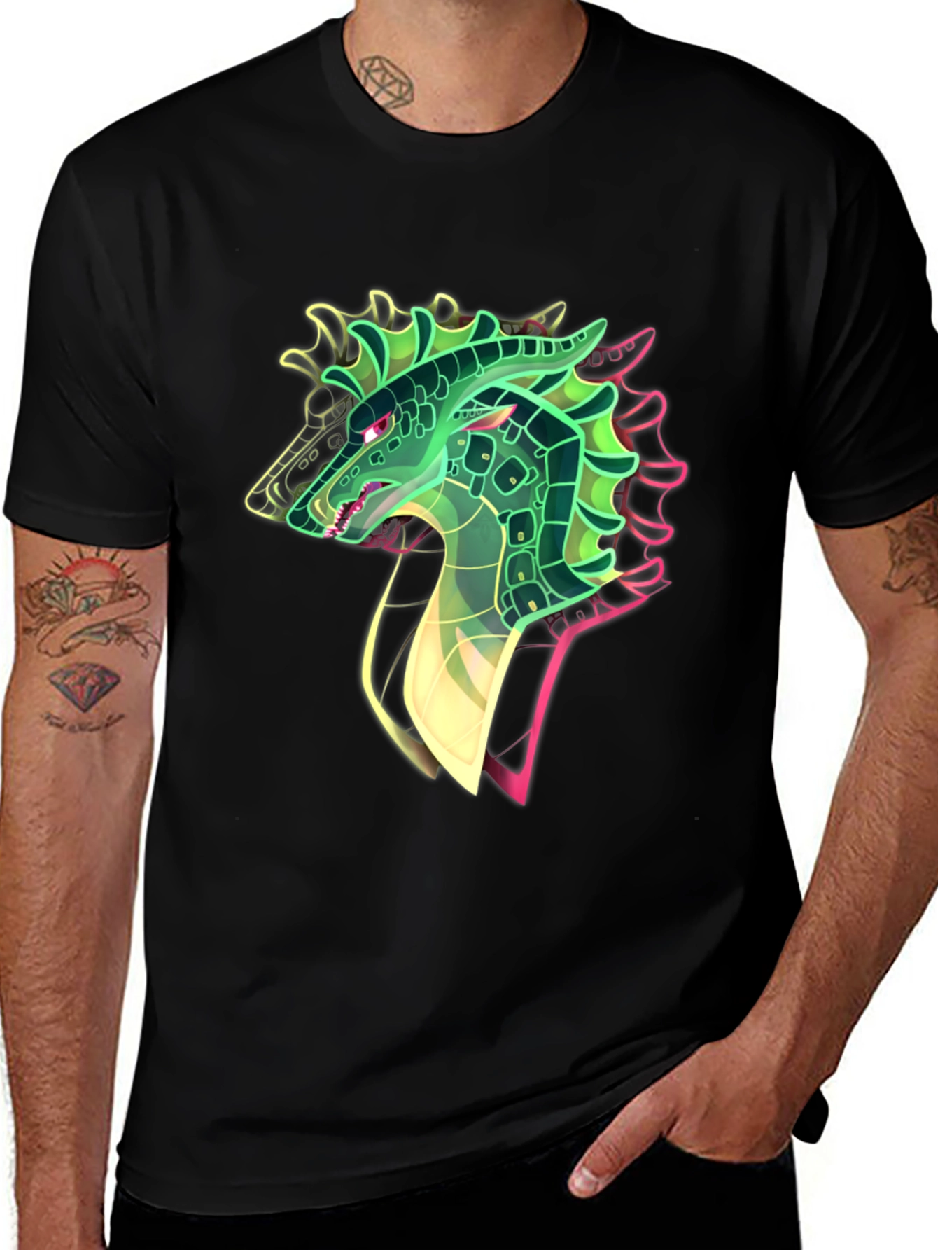 Dragon Head Graphic Black T-Shirt