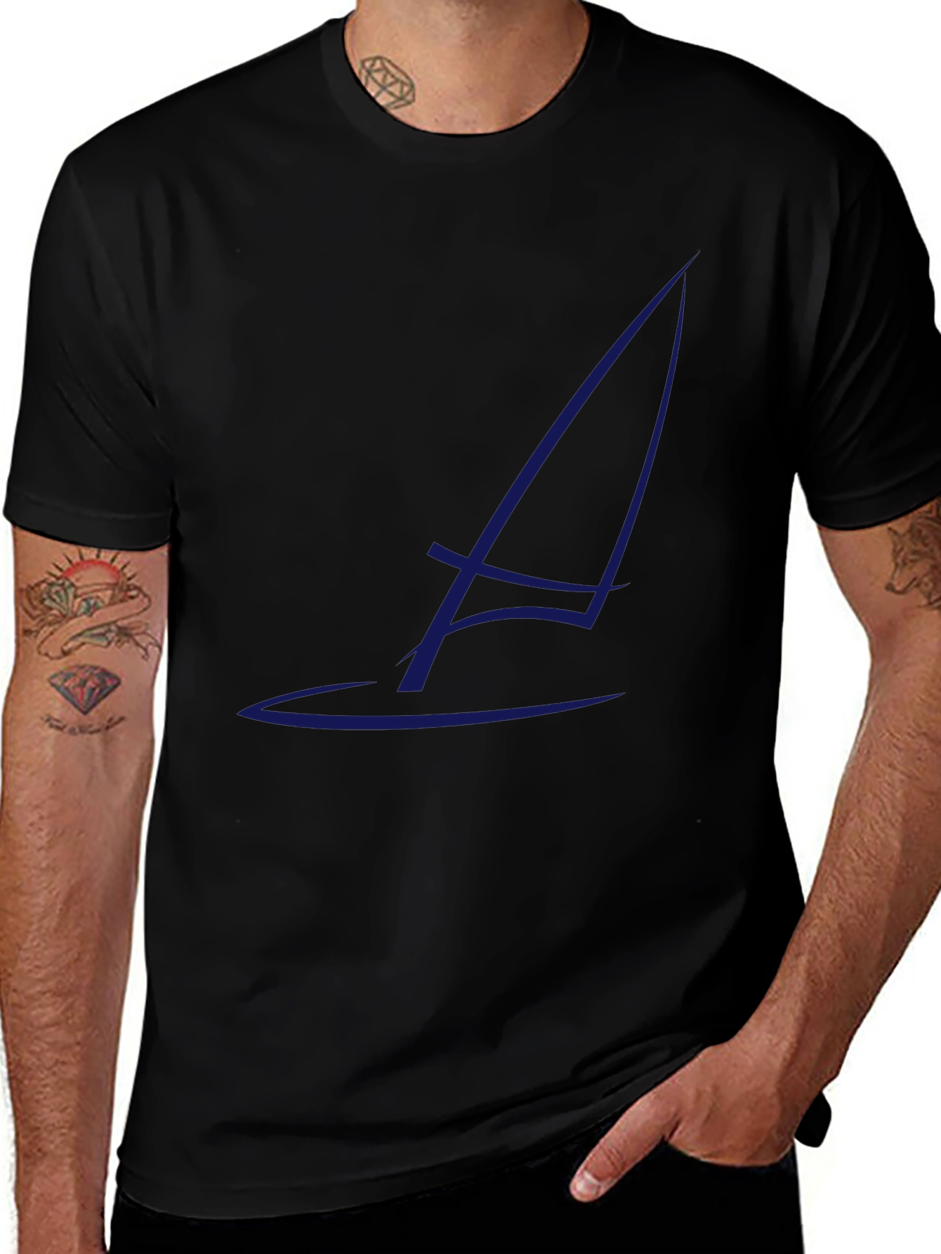 Sailboat Graphic Tee - Stylish Black T-Shirt