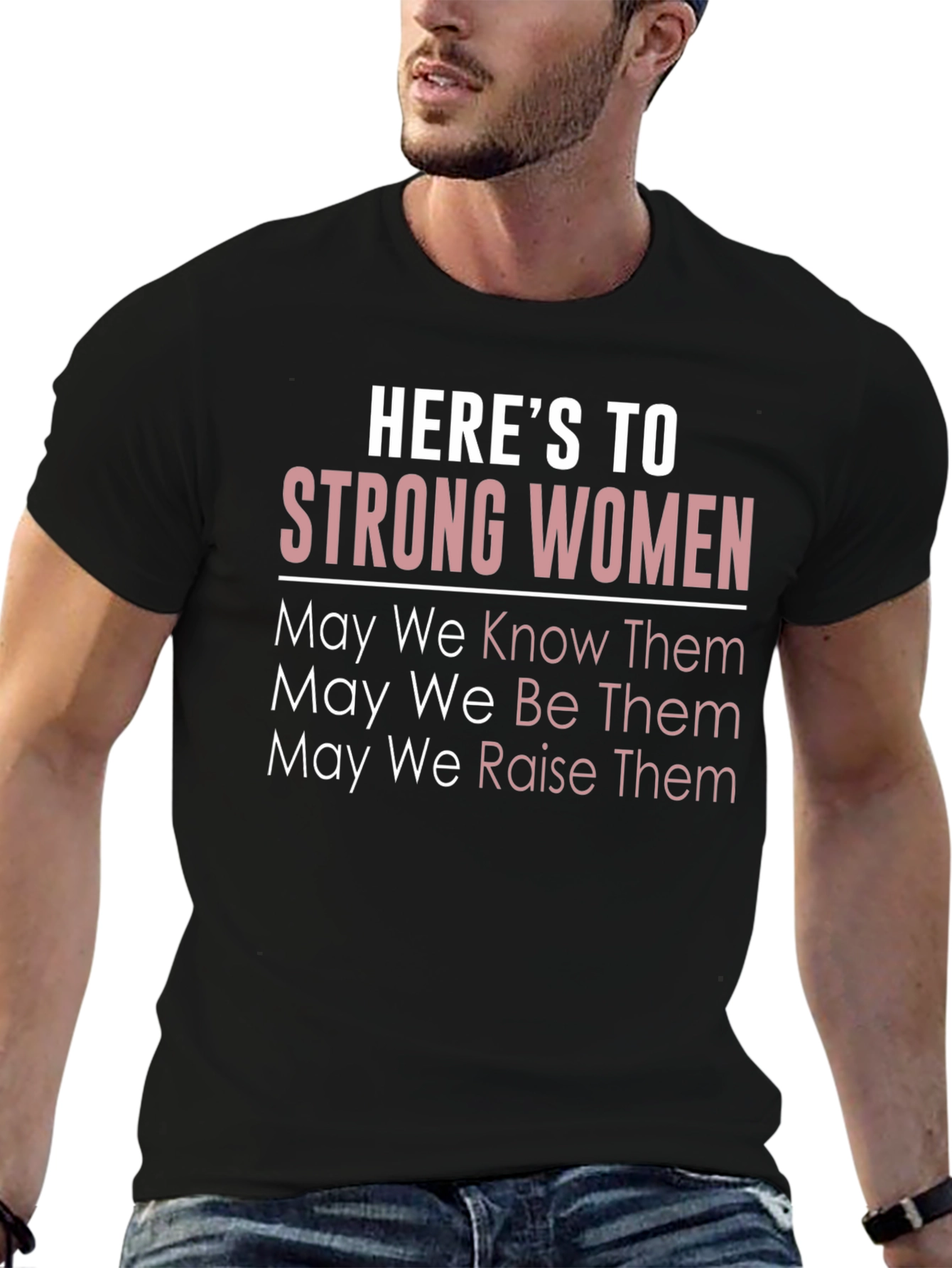 Heres To Strong Women Graphic Tee - Black
