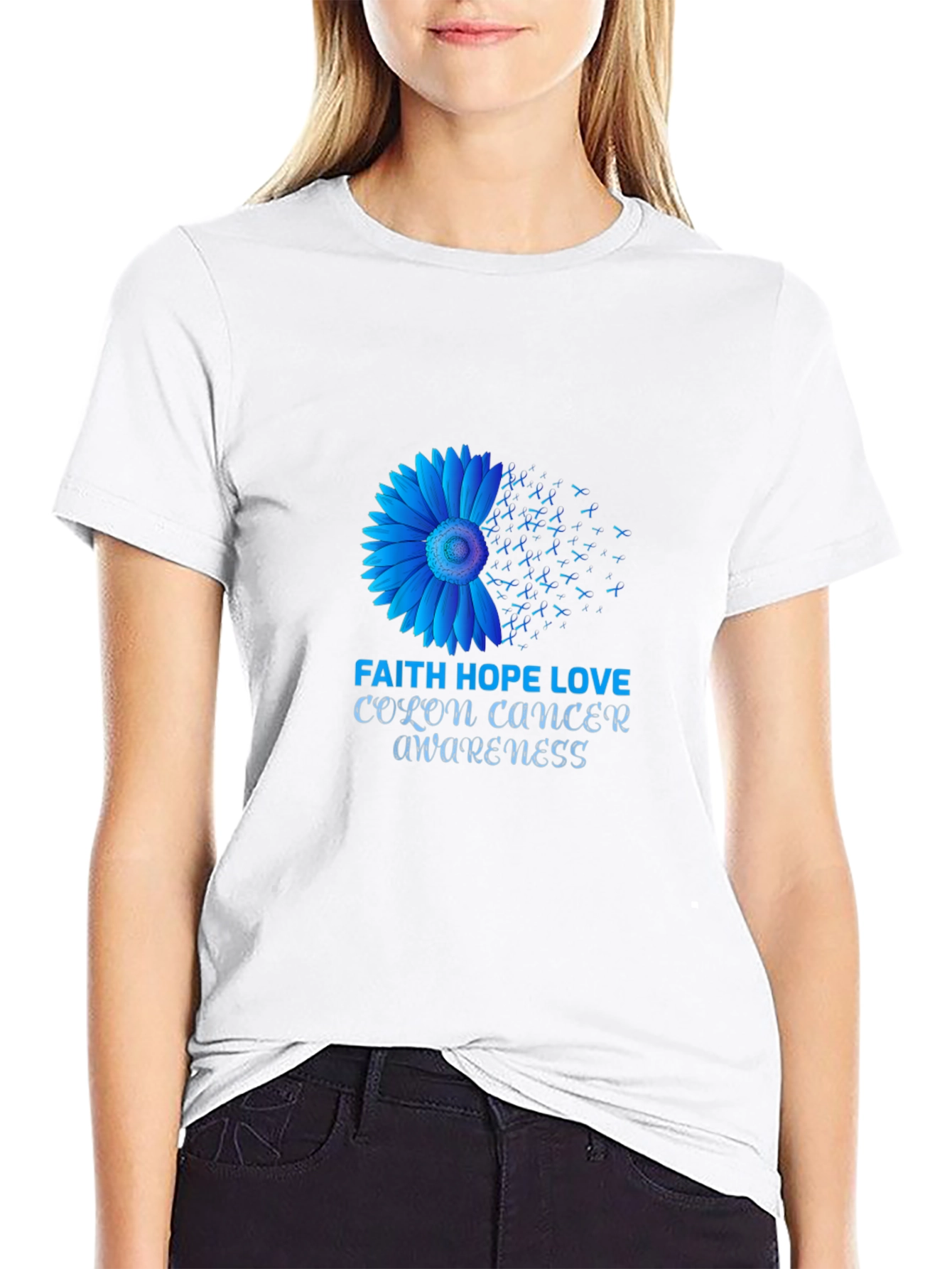 Colon Cancer Awareness T-Shirt: Faith Hope Love