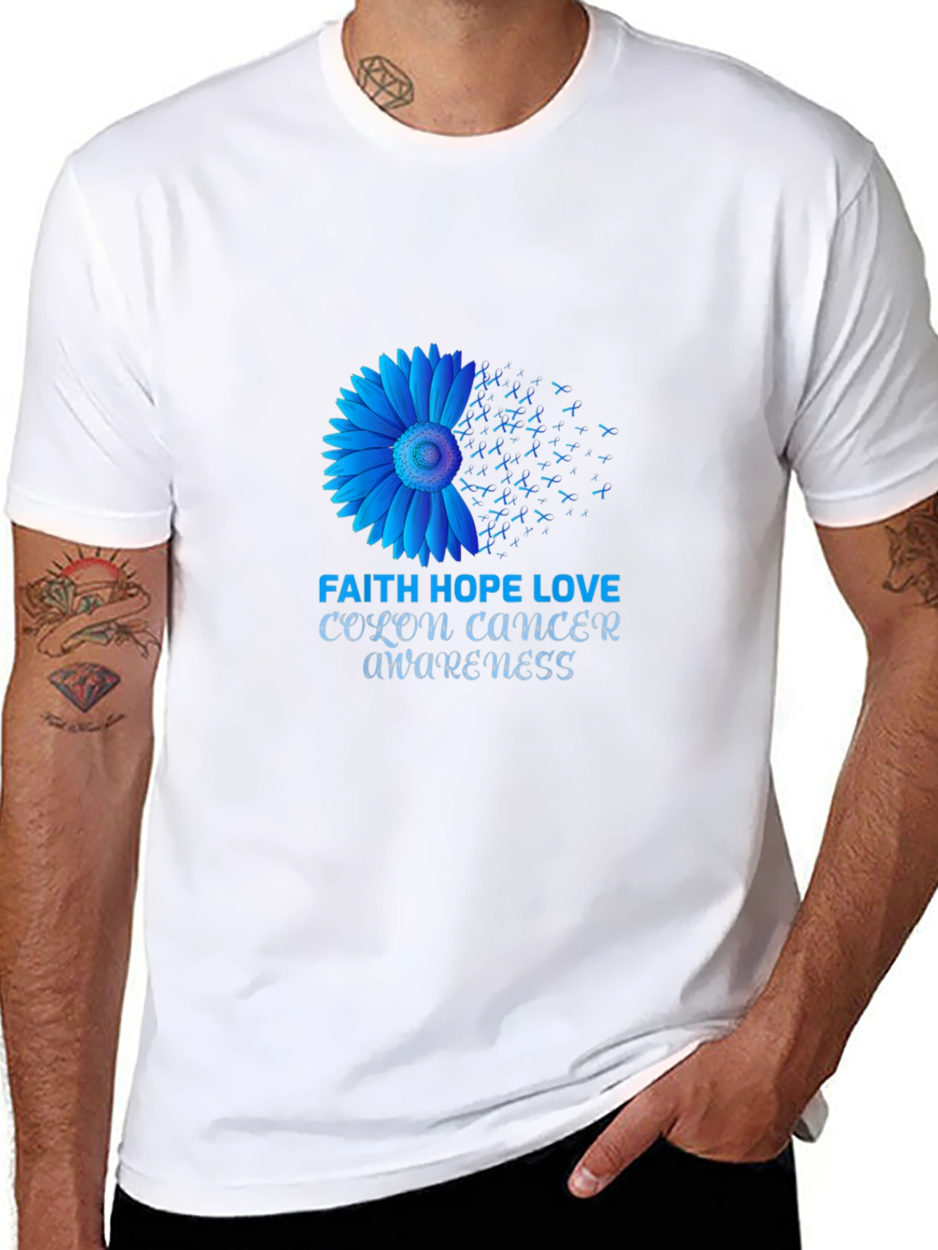 Colon Cancer Awareness T-Shirt: Faith Hope Love