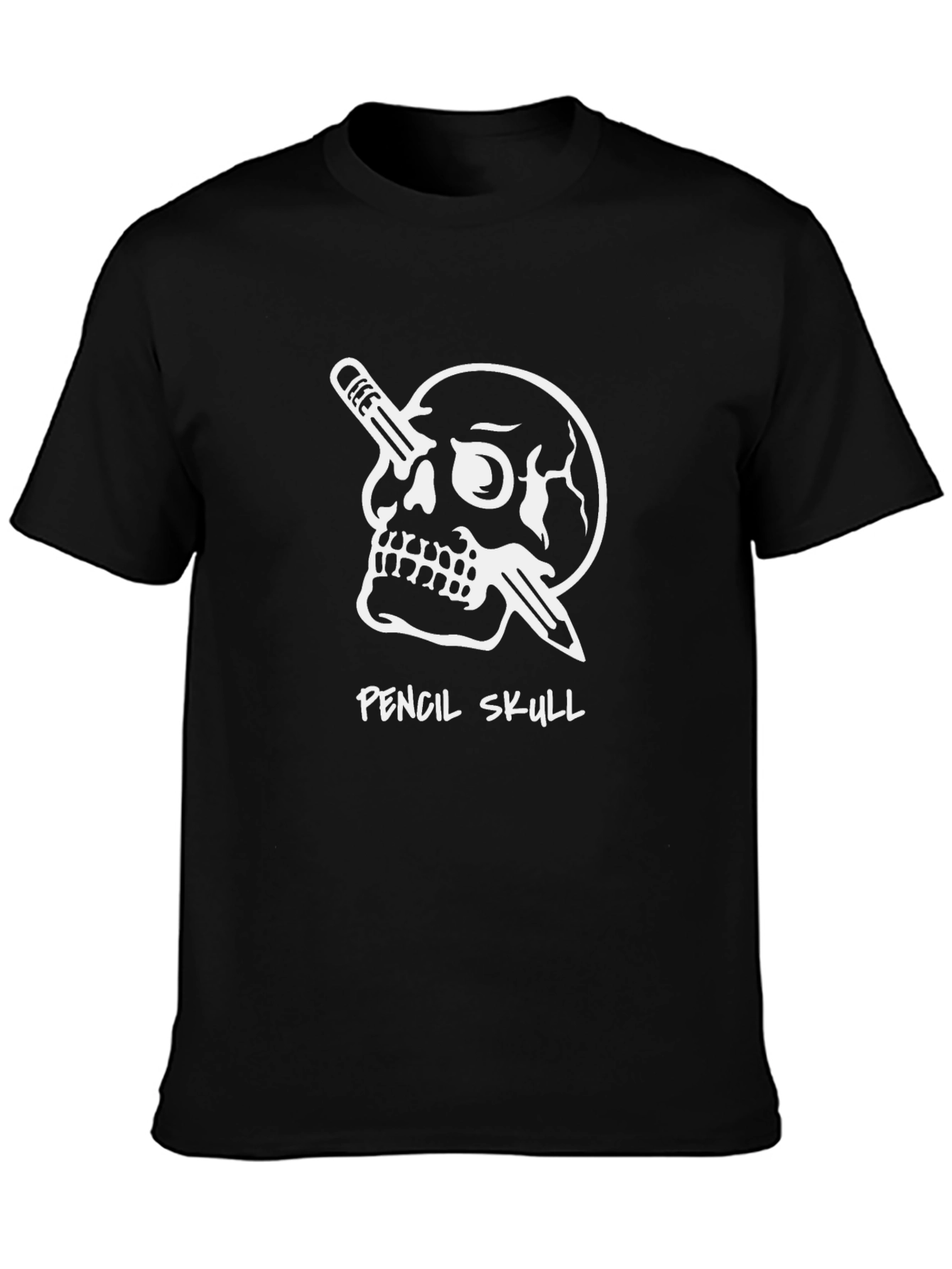 Pencil Skull Graphic T-Shirt - Unisex Black Tee