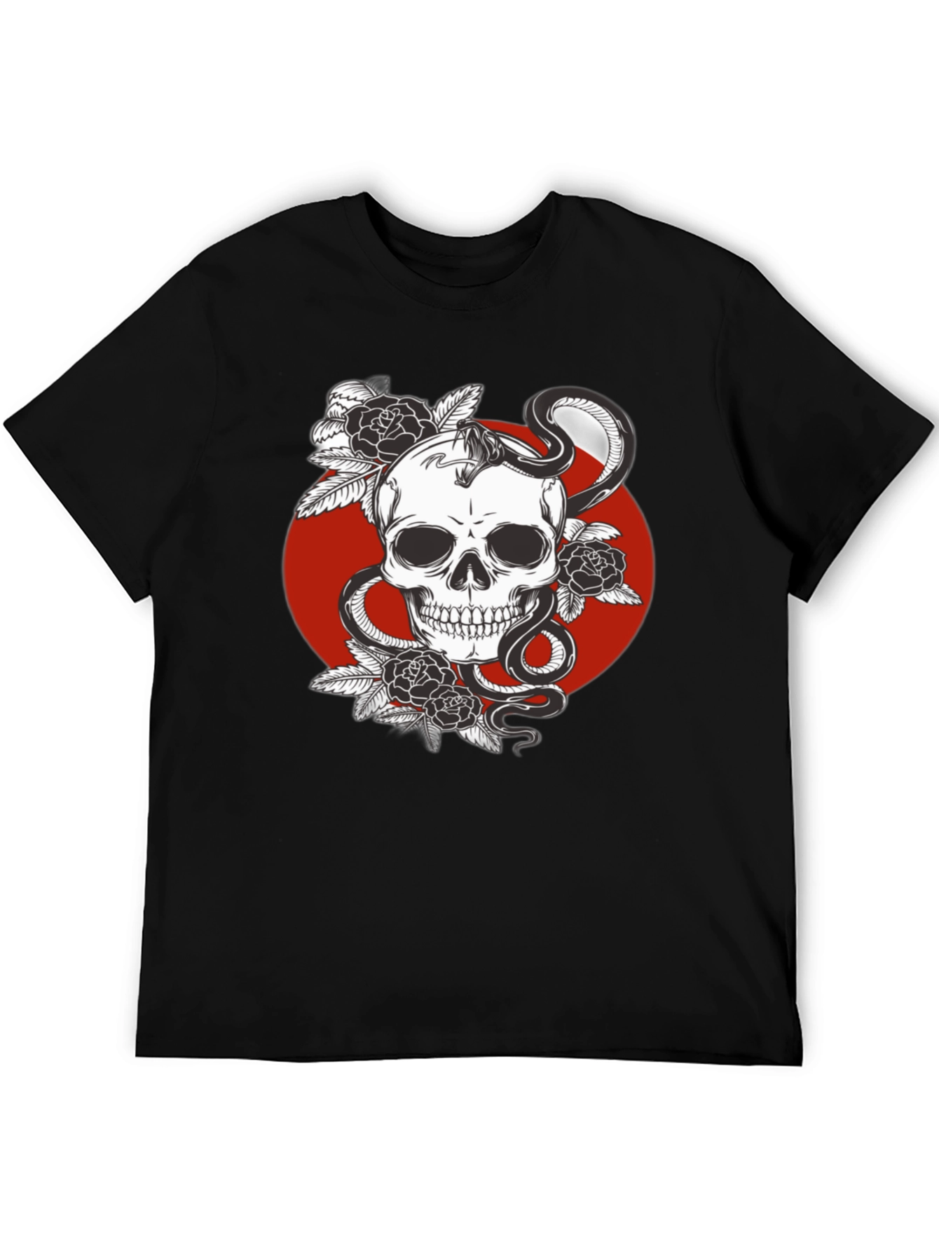 Skull Snake and Roses Graphic Tee - Edgy Style