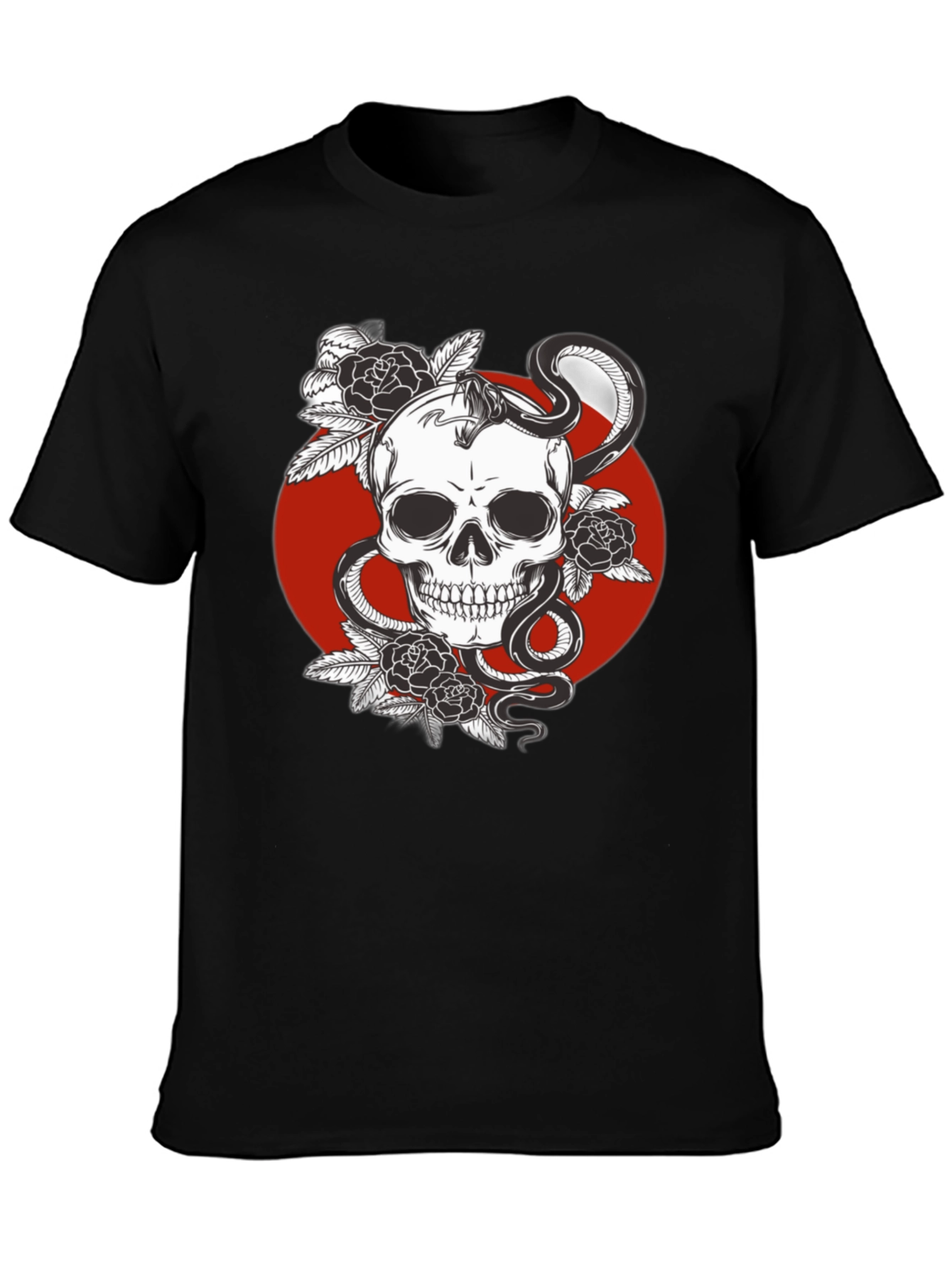 Skull Snake and Roses Graphic Tee - Edgy Style