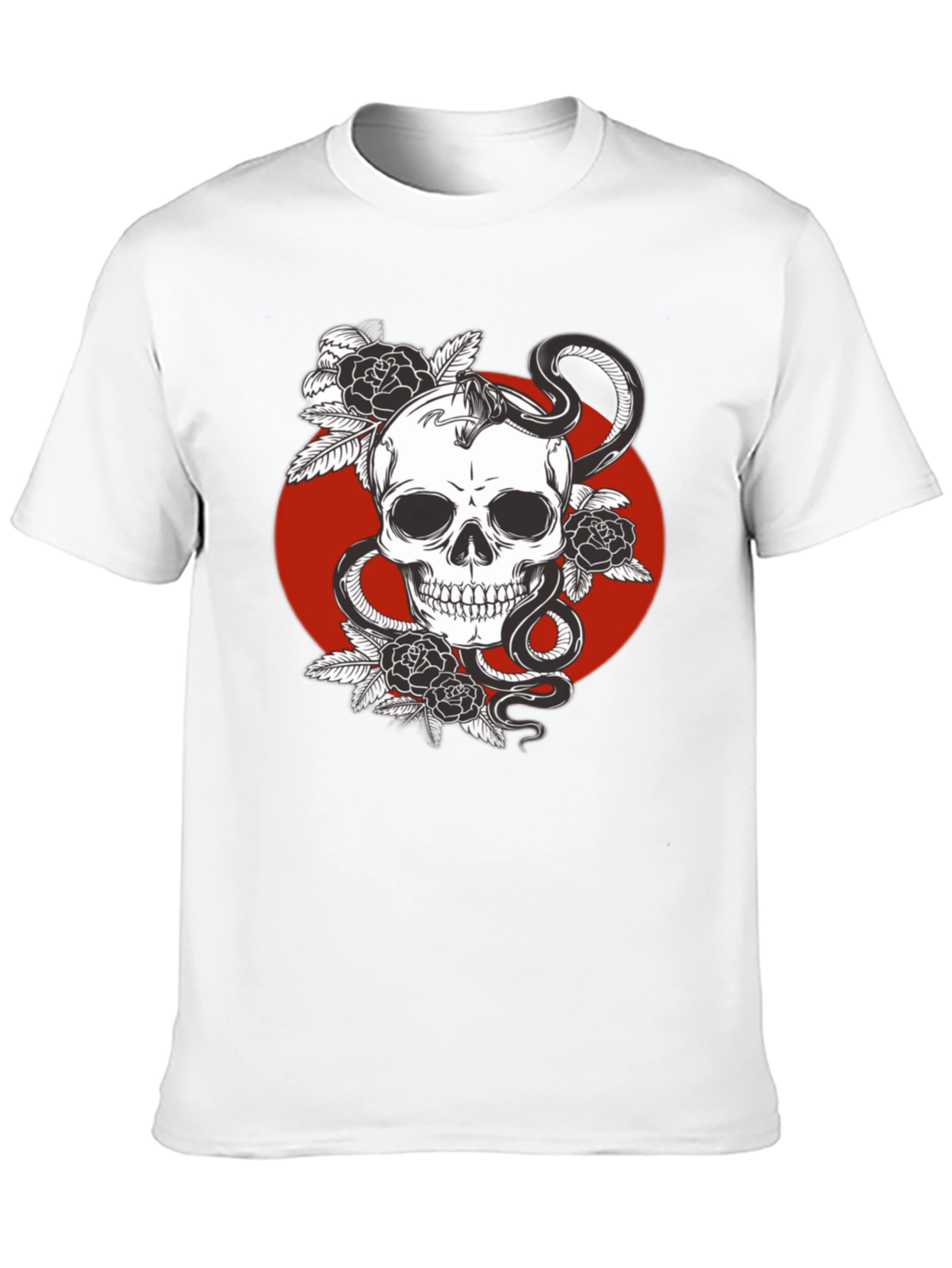 Skull Snake and Roses Graphic Tee - Edgy Style
