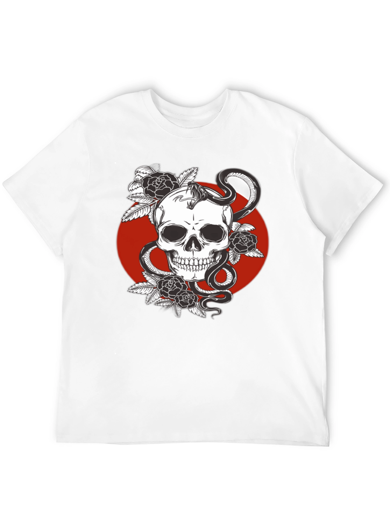 Skull Snake and Roses Graphic Tee - Edgy Style