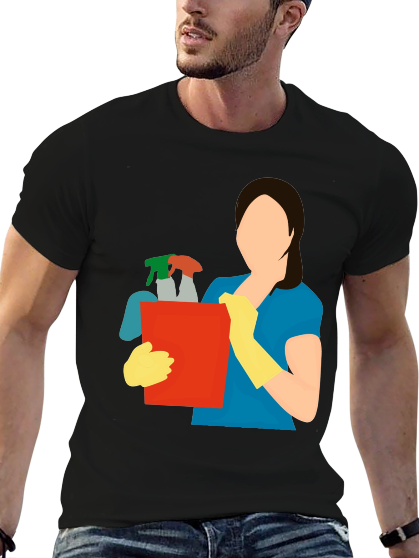 Cleaning Crew Graphic Tee - Black Cotton Blend