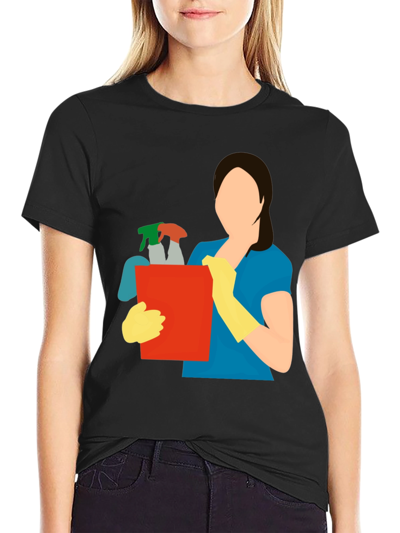 Cleaning Crew Graphic Tee - Black Cotton Blend