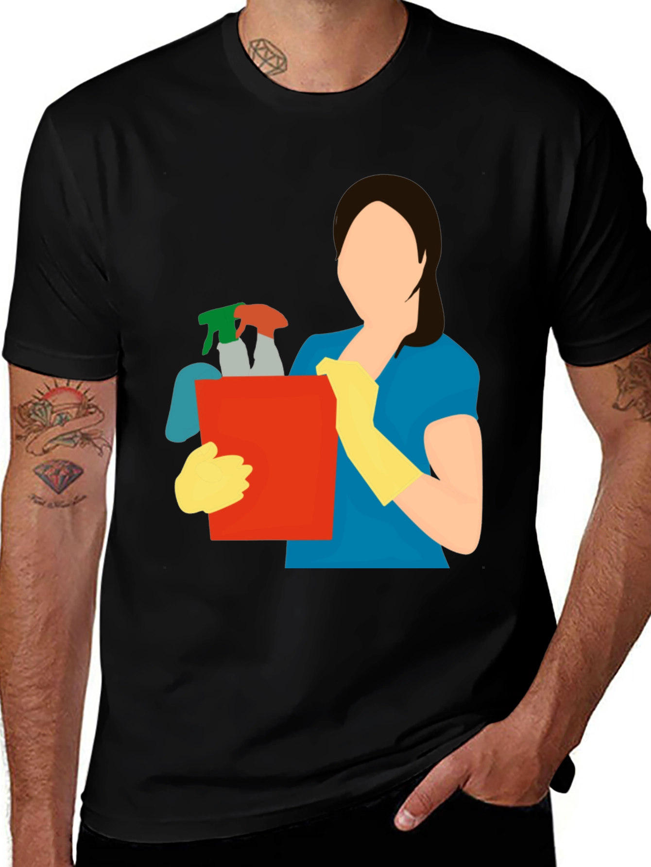 Cleaning Crew Graphic Tee - Black Cotton Blend