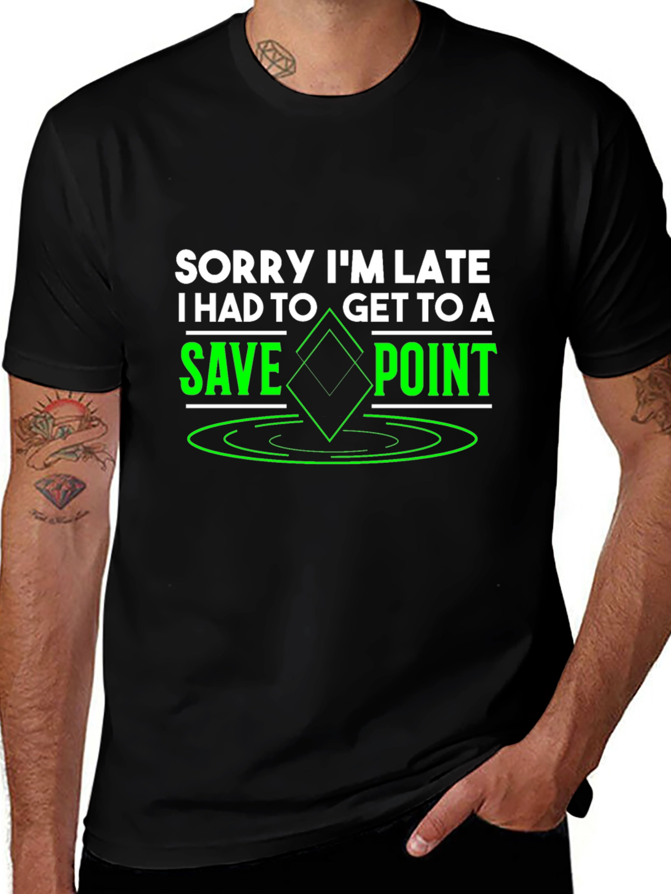Sorry Im Late Save Point Graphic Tee