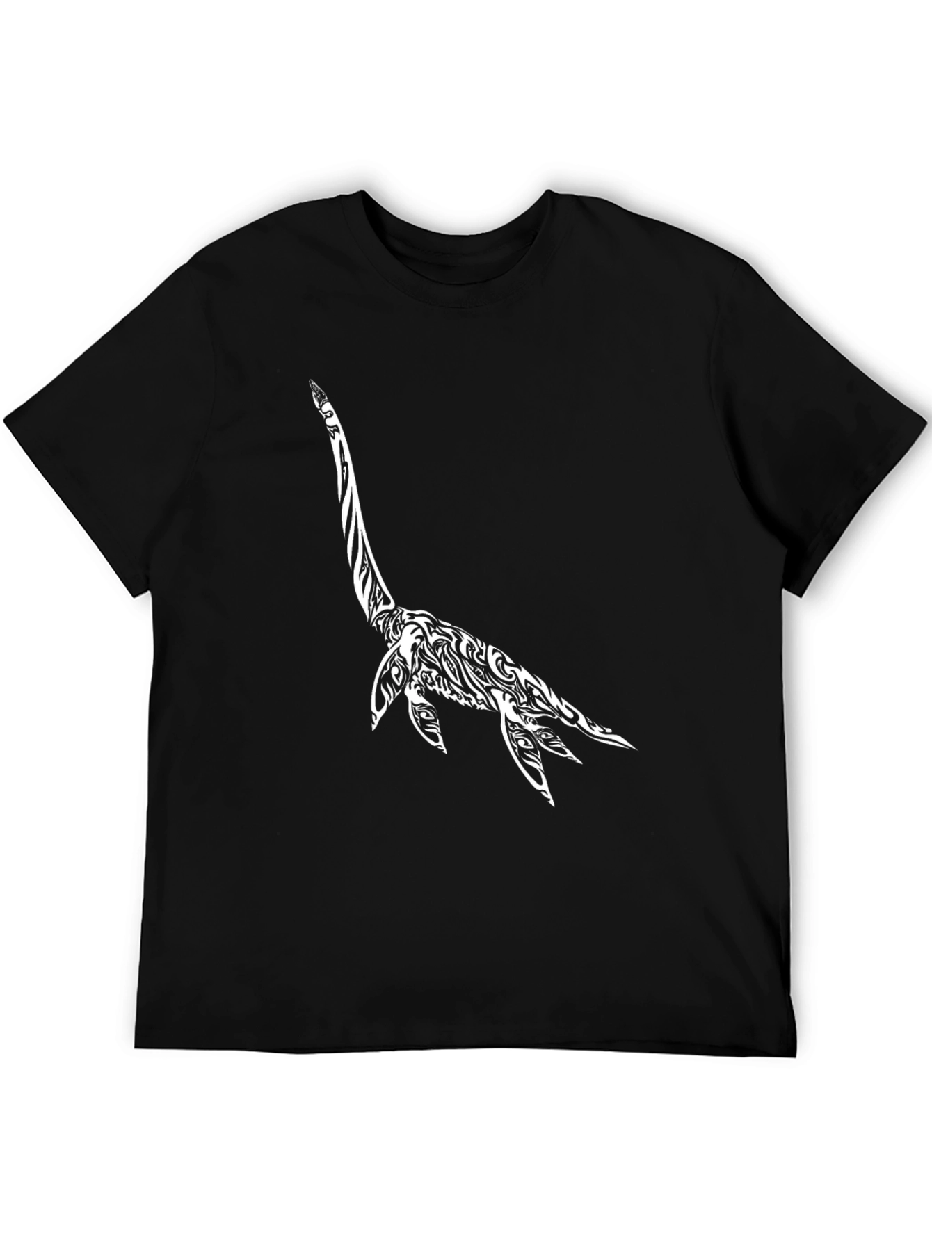 Stylish Black T-Shirt with Plesiosaur Design