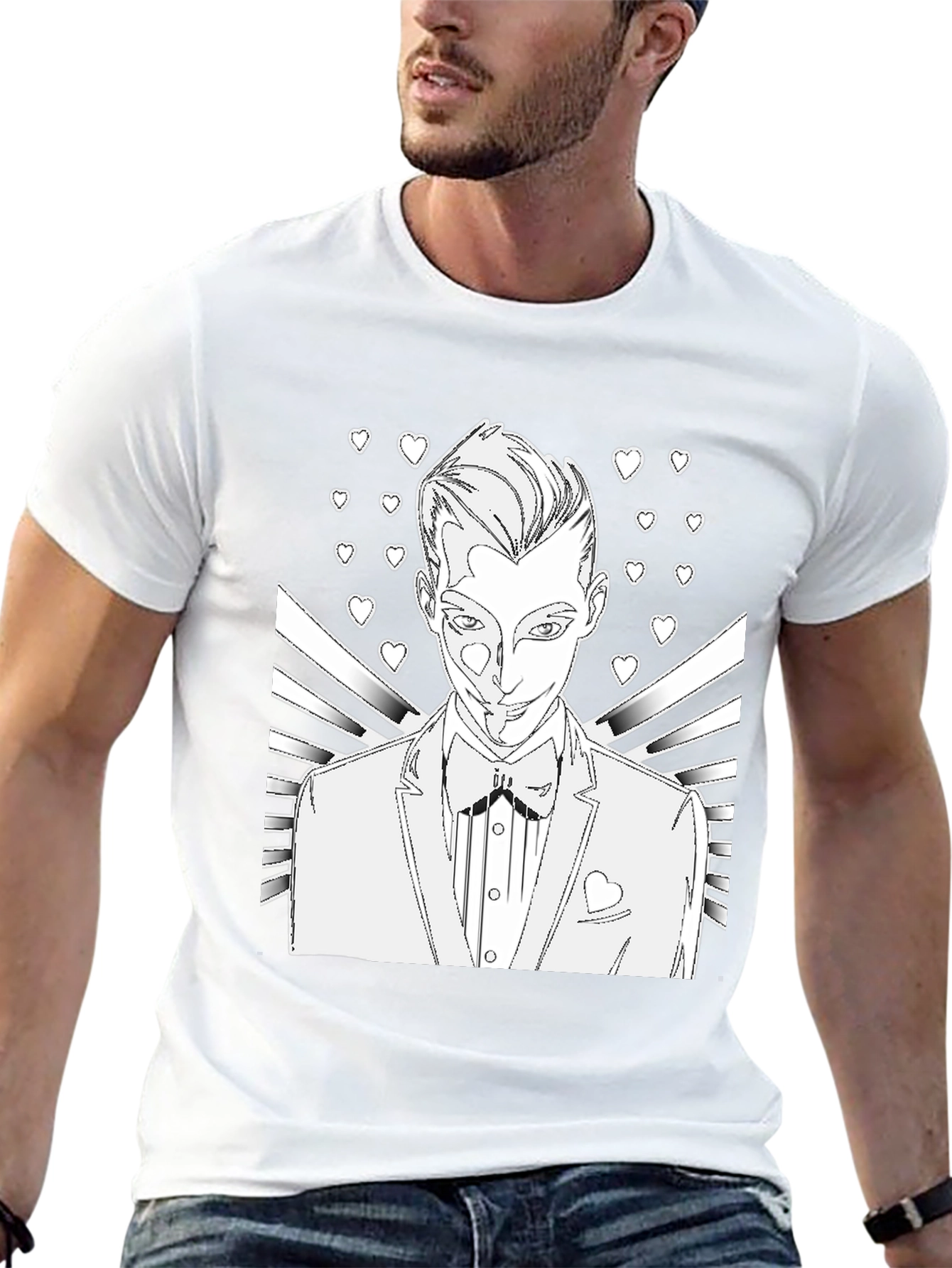 Line Art Tuxedo Man T-Shirt