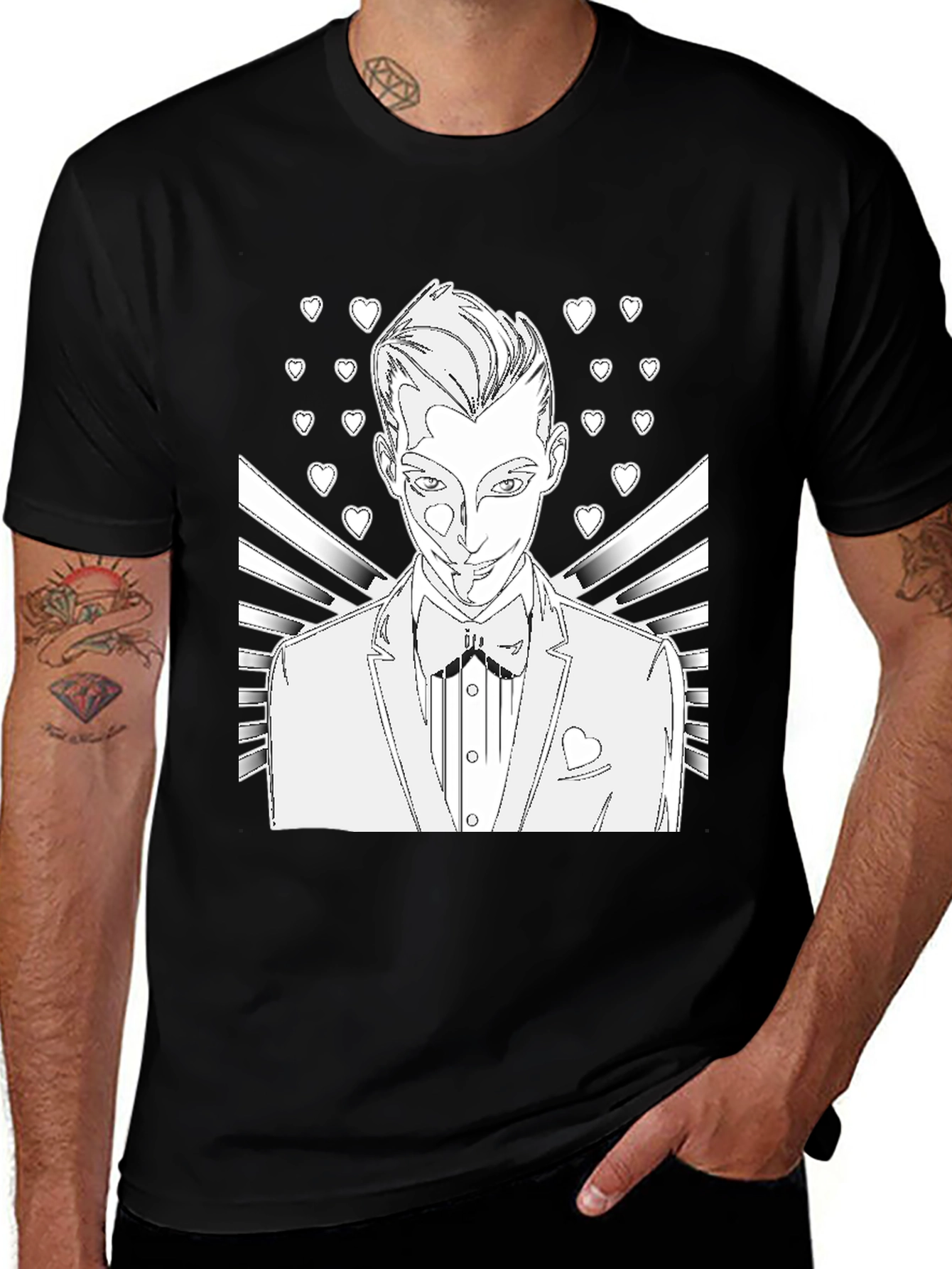 Line Art Tuxedo Man T-Shirt
