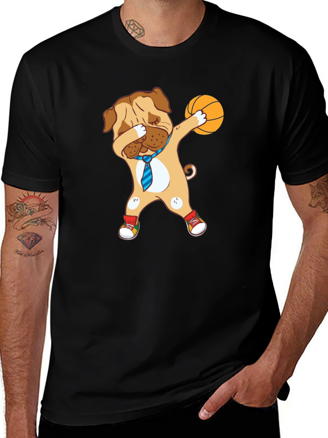 Dog Dabbing Basketball Graphic Tee