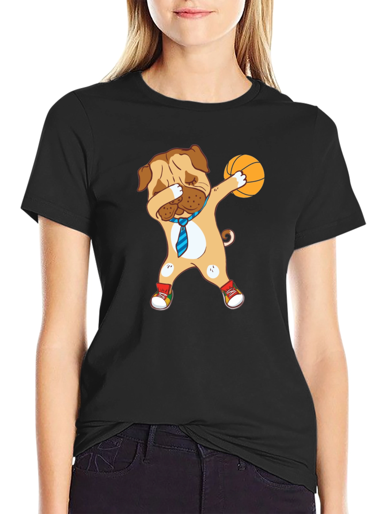 Dog Dabbing Basketball Graphic Tee