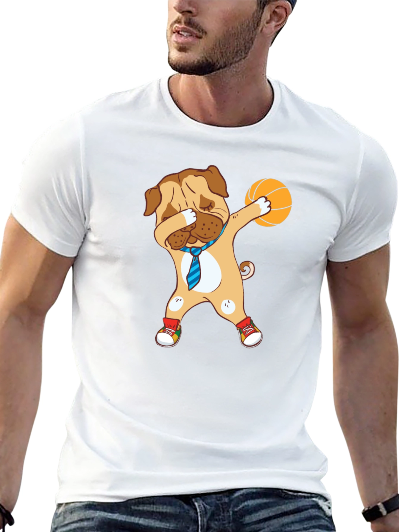 Dog Dabbing Basketball Graphic Tee