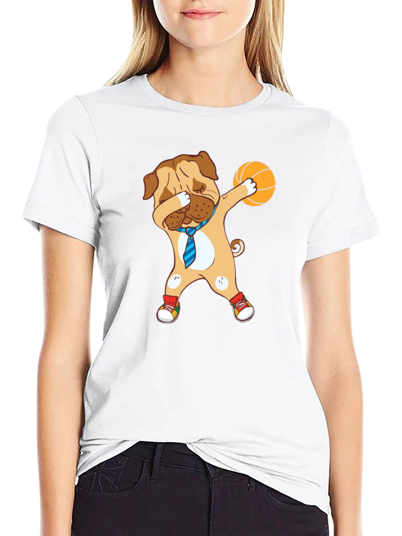 Dog Dabbing Basketball Graphic Tee