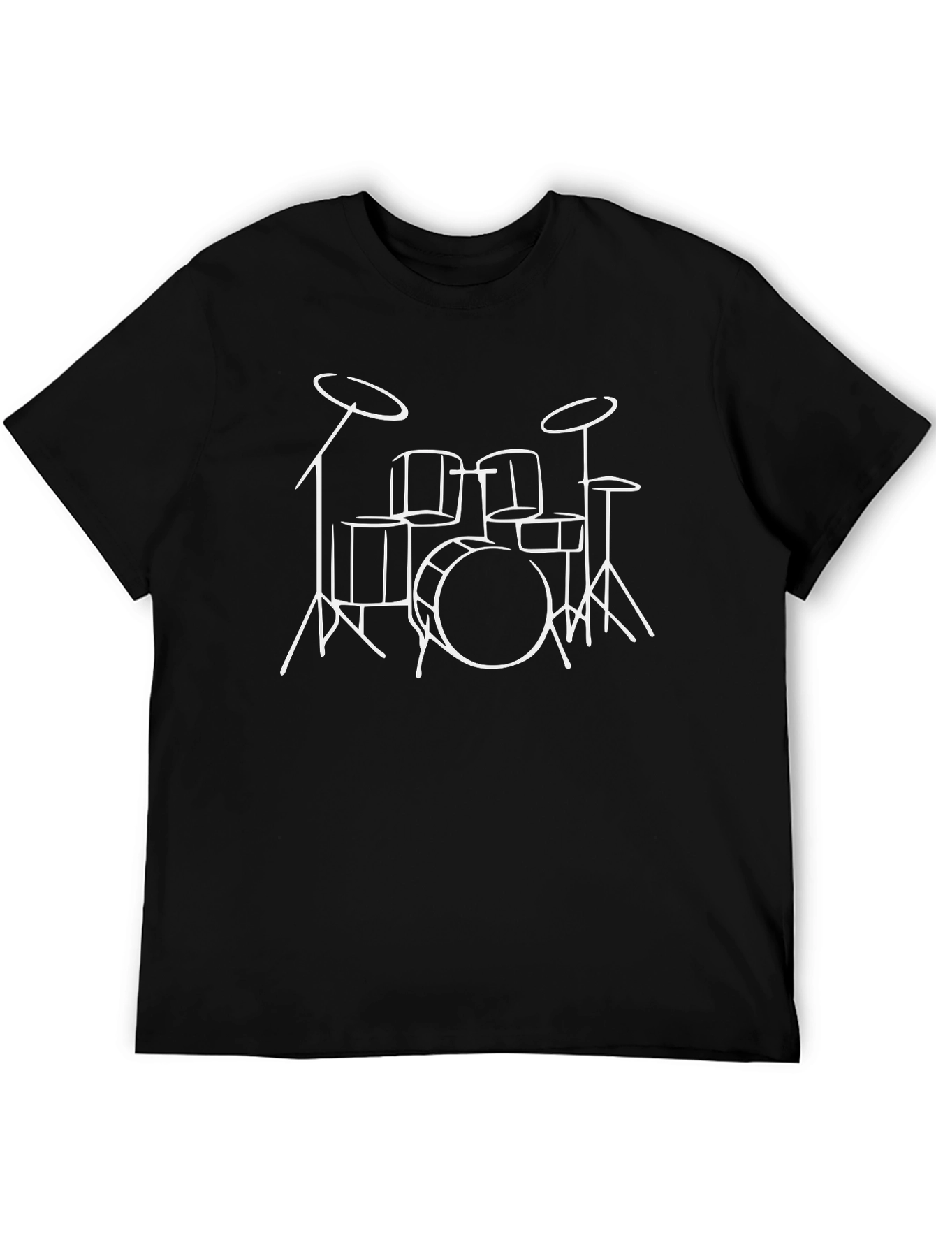 Minimalist Drum Set Graphic Tee - Black