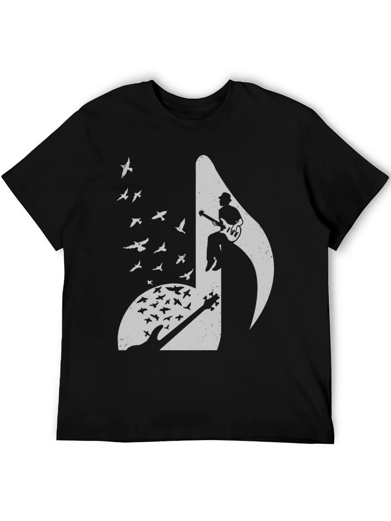 Musical Note Guitar Bird Graphic Tee