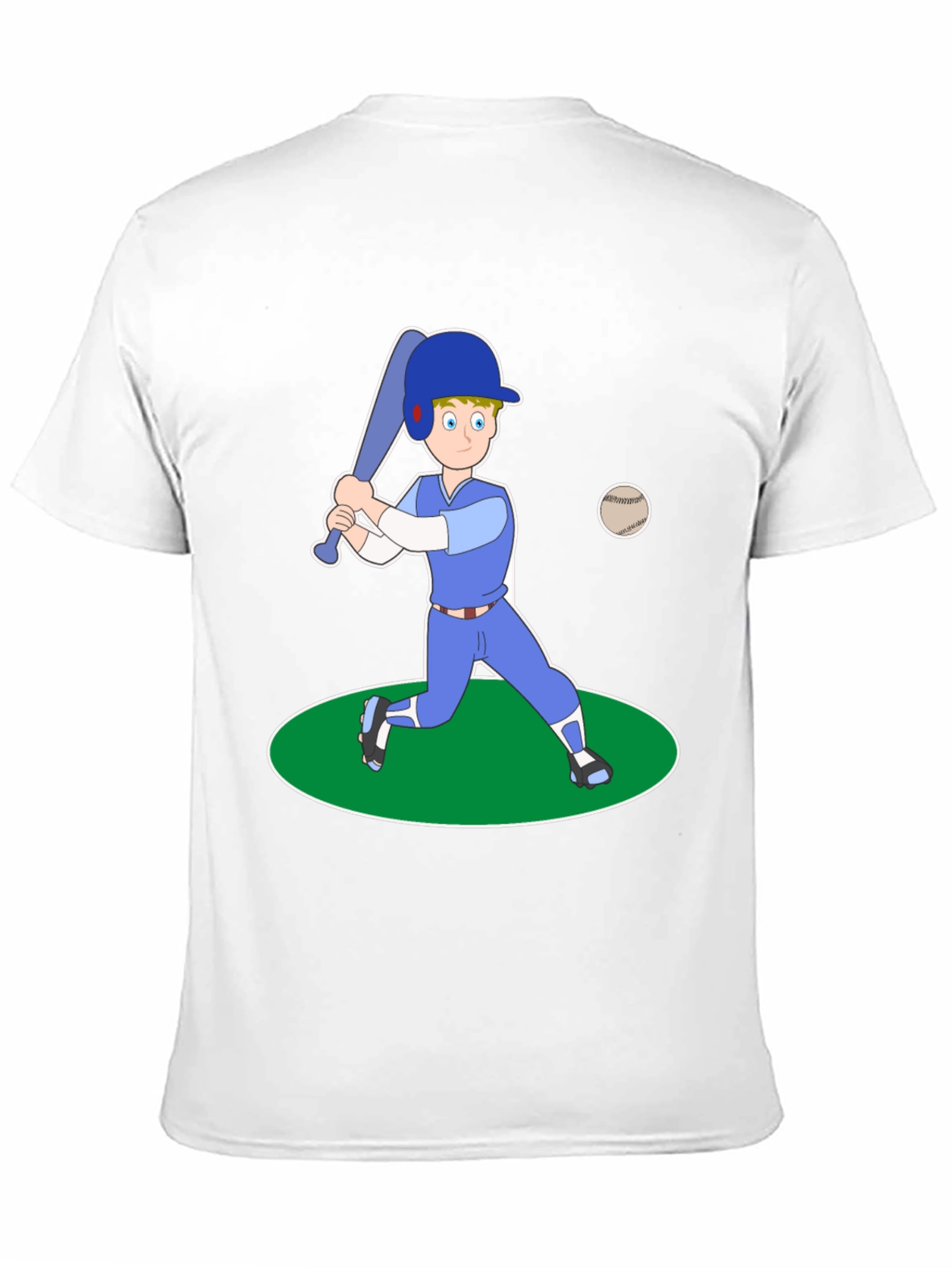 Cartoon Baseball Player Black T-Shirt