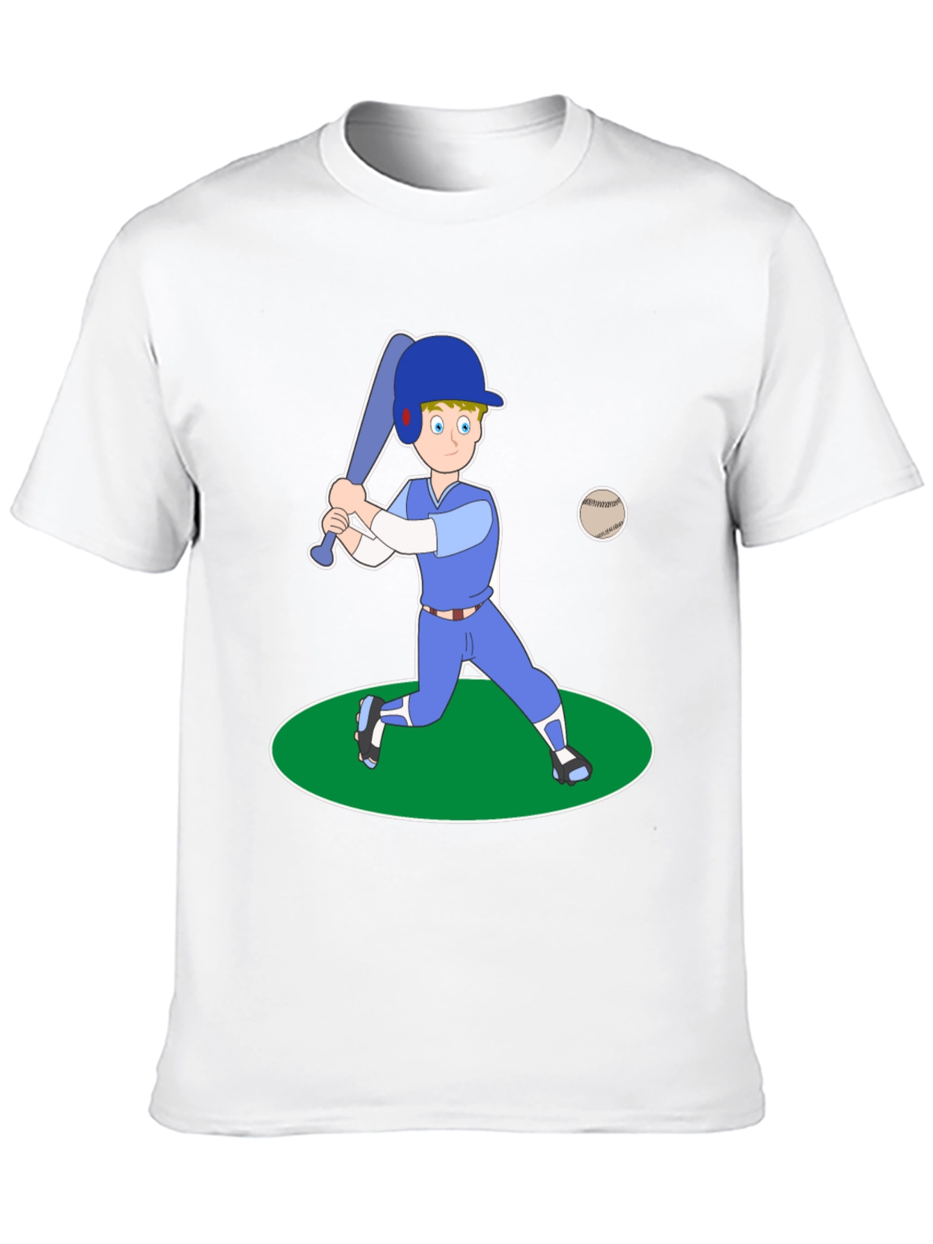 Cartoon Baseball Player Black T-Shirt