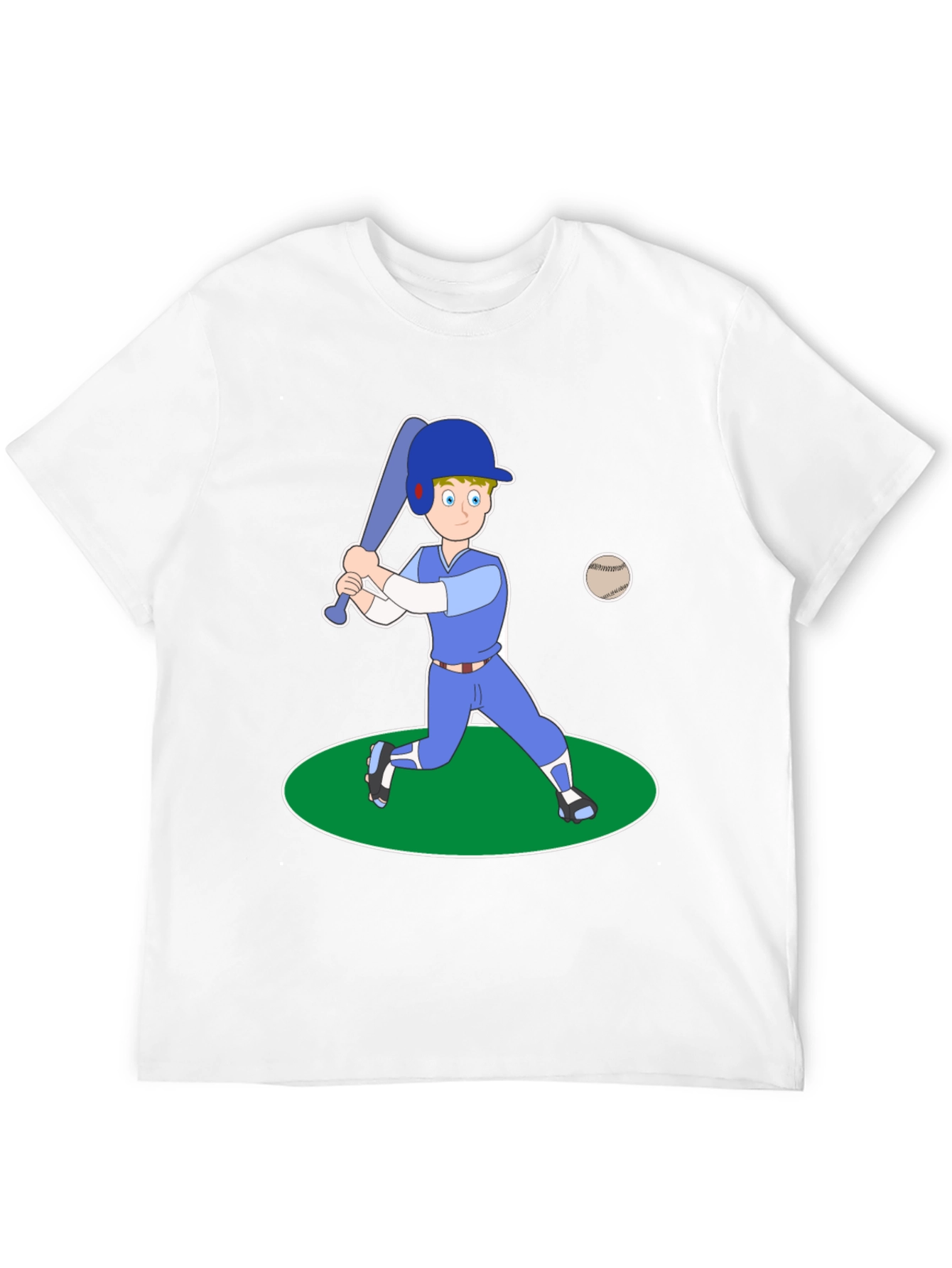 Cartoon Baseball Player Black T-Shirt