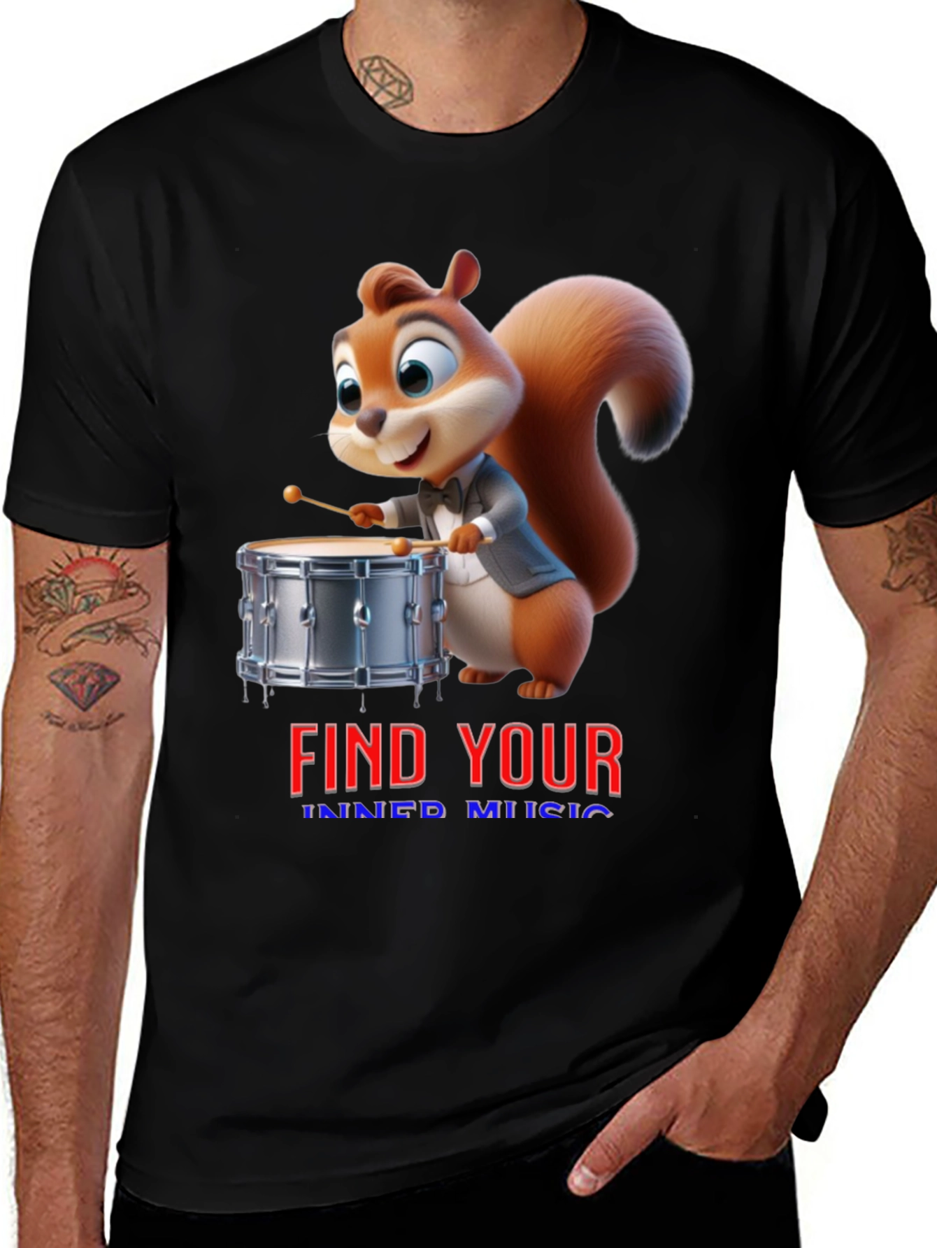 Find Your Inner Music Squirrel Drummer T-Shirt