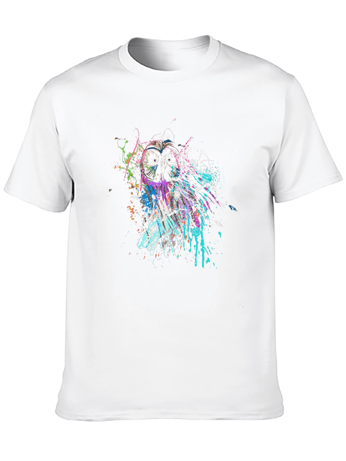 Owl Splatter Print Black T-Shirt