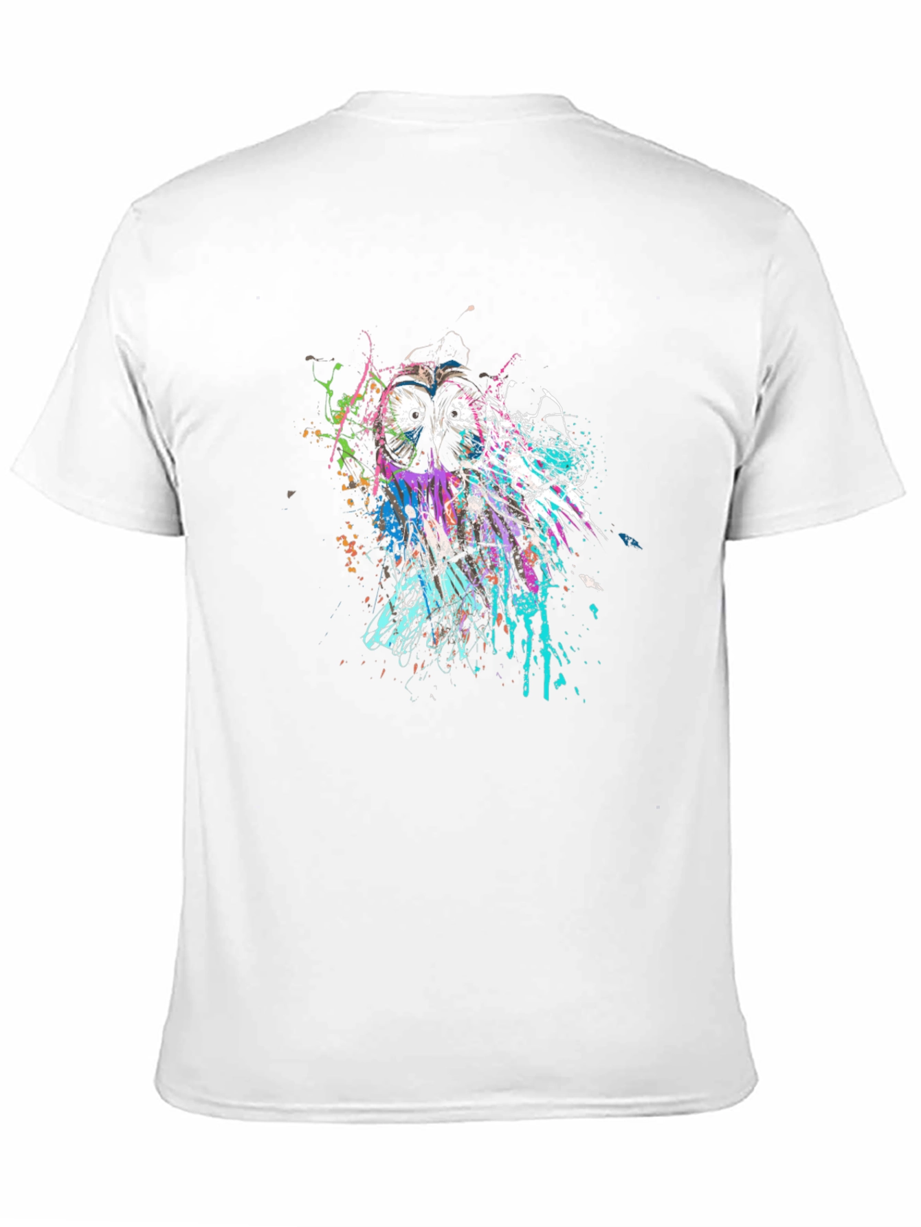 Owl Splatter Print Black T-Shirt