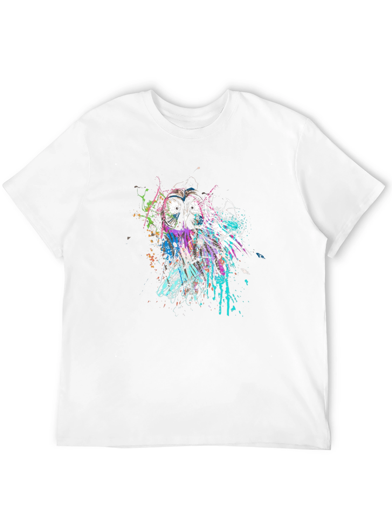 Owl Splatter Print Black T-Shirt