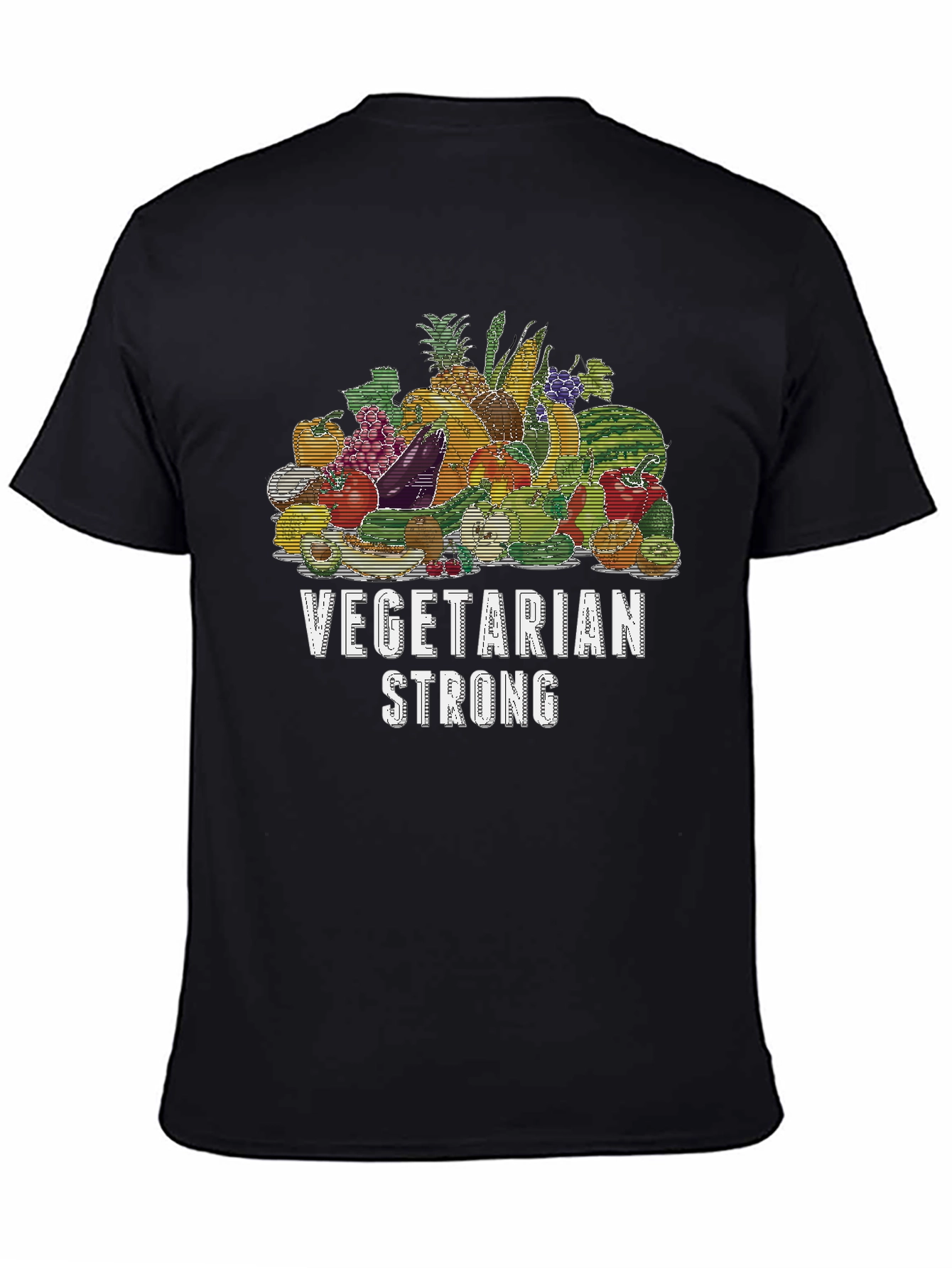 Vegetarian Strong Graphic T-Shirt Black Crew Neck Tee
