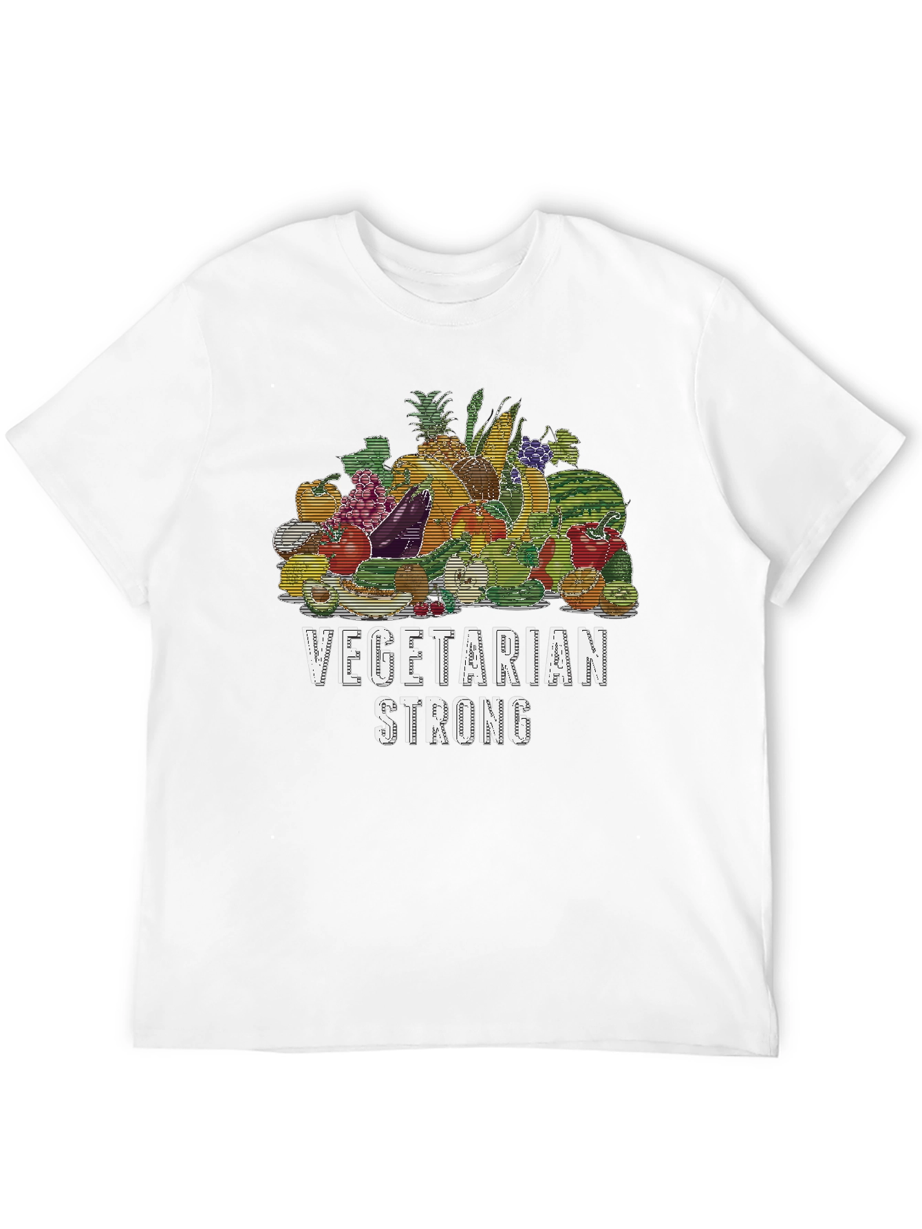 Vegetarian Strong Graphic T-Shirt Black Crew Neck Tee