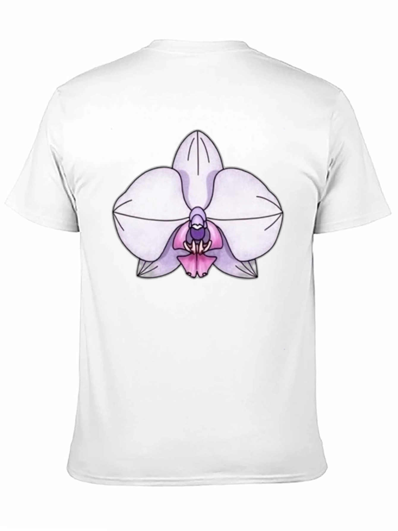 Orchid Flower Print T-Shirt - Black Casual Tee