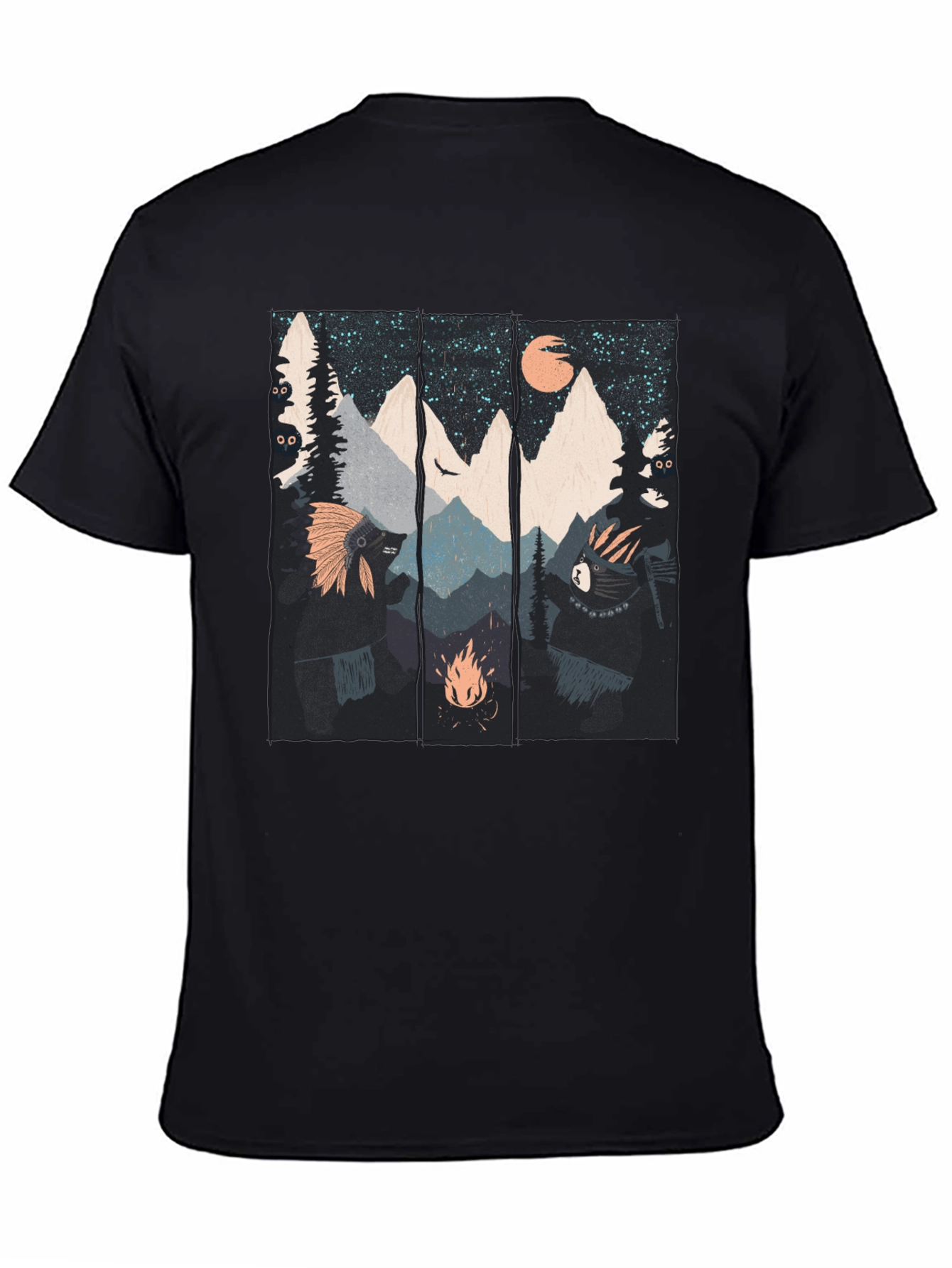 Mountain Campfire Bear Graphic Tee