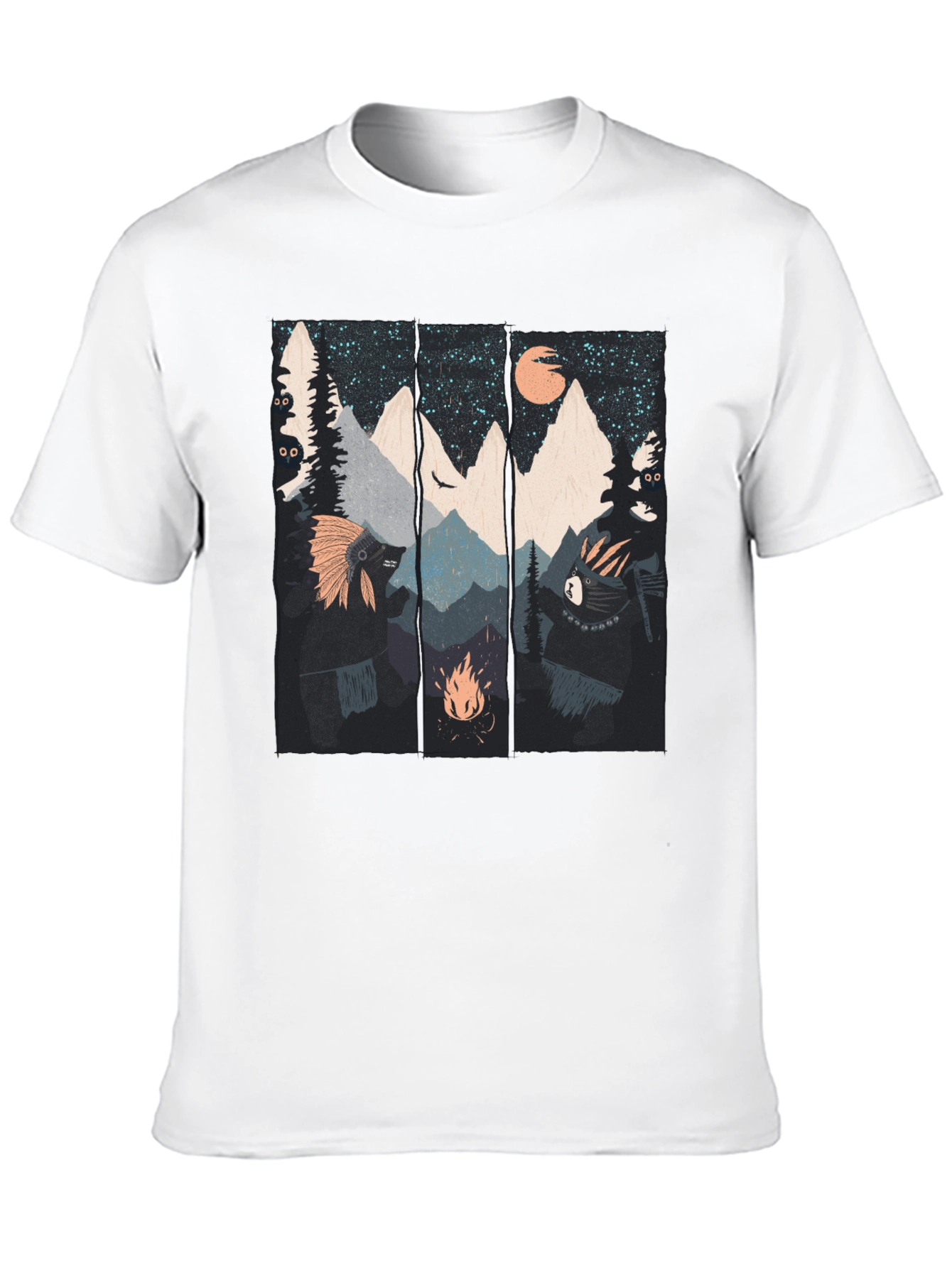 Mountain Campfire Bear Graphic Tee
