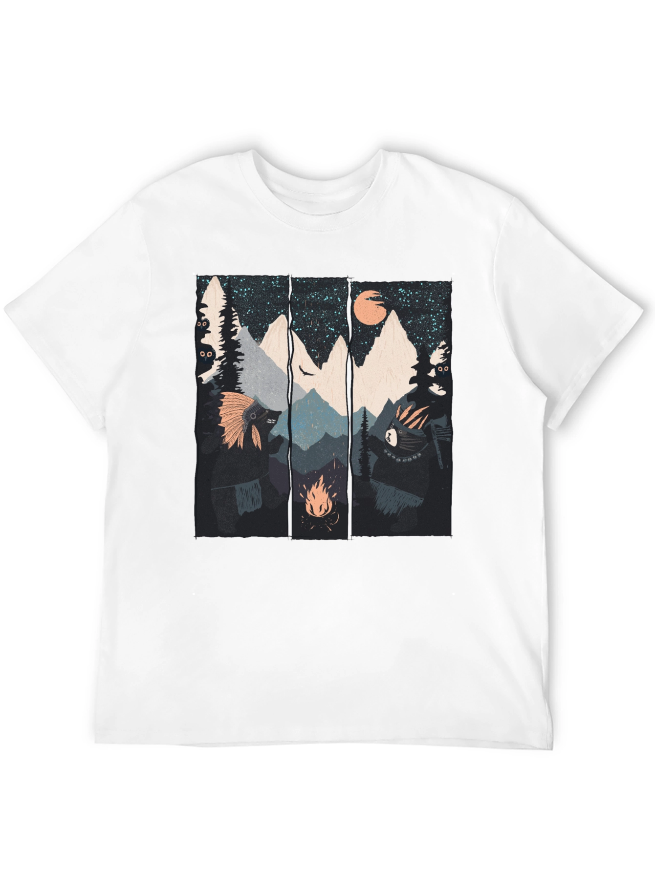 Mountain Campfire Bear Graphic Tee